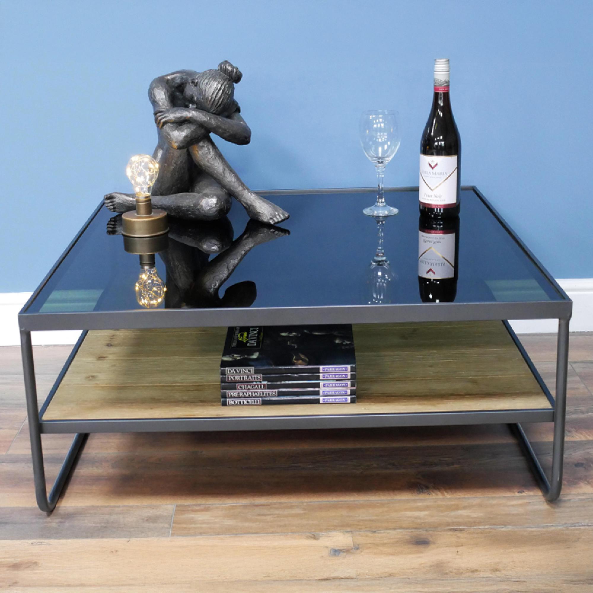 Coffee Table - Square - Glass and Metal