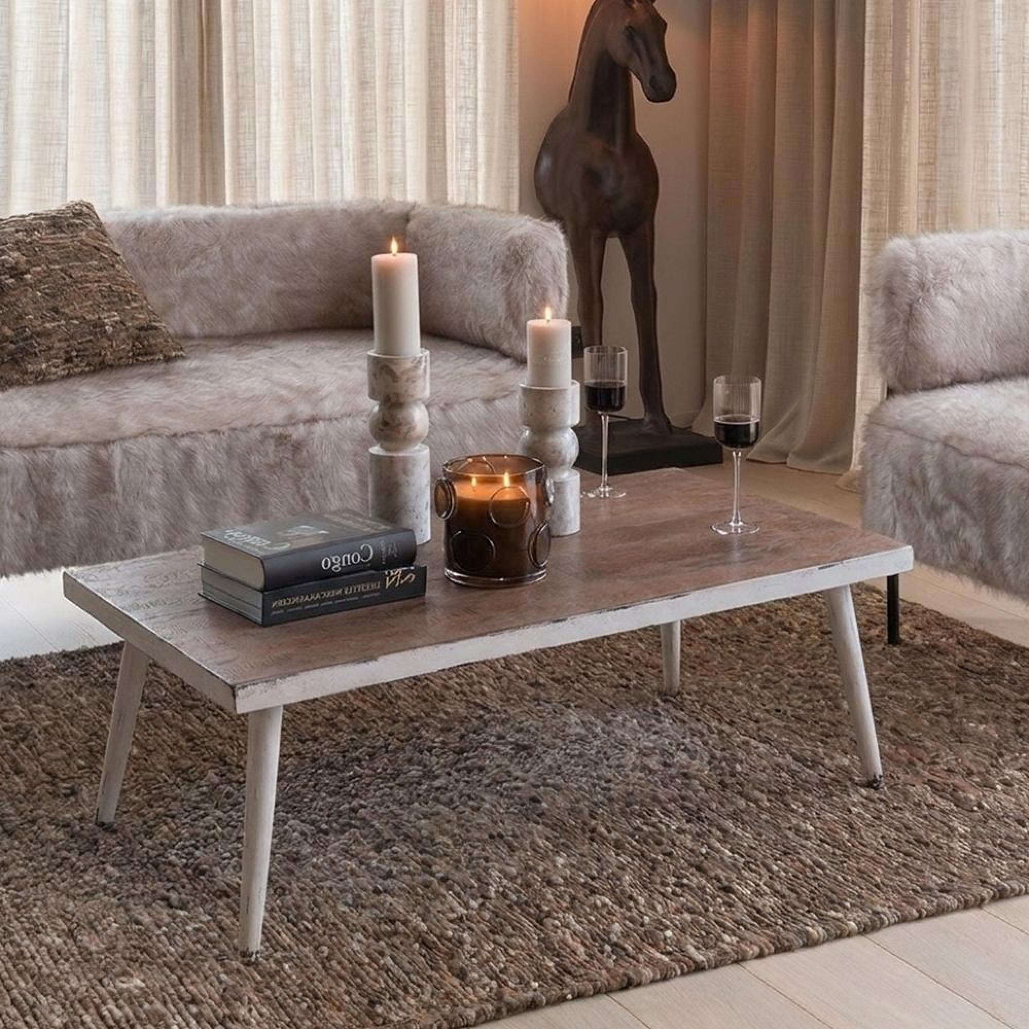 Jeff Coffee Table - White - Mango Wood and Metal