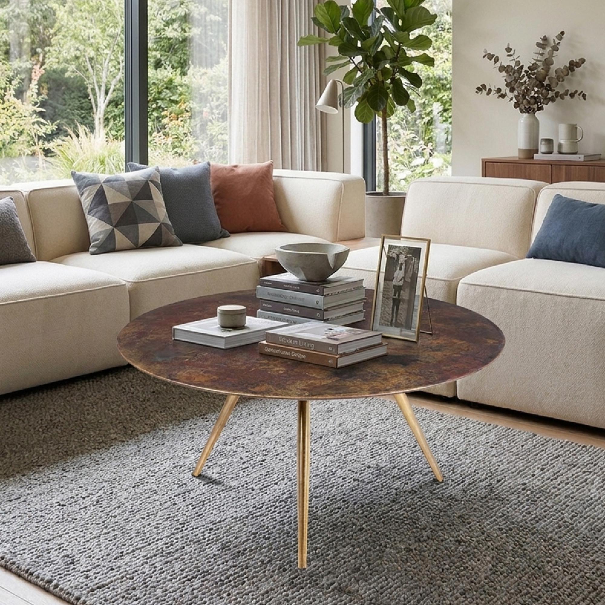 Colorado Coffee Table - Round - Antique Bronze - Metal