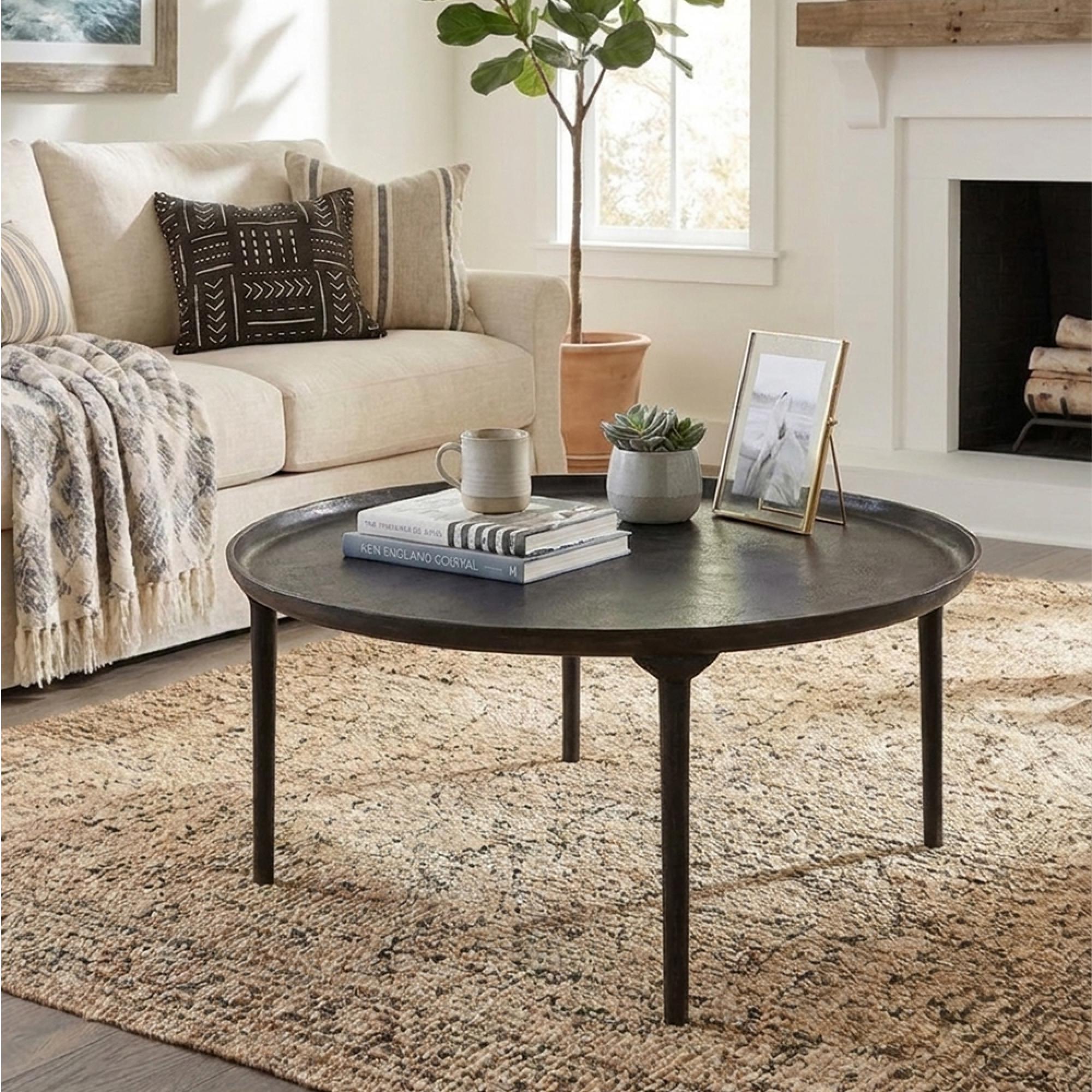 Dundee Coffee Table - Round - Black - Aluminum