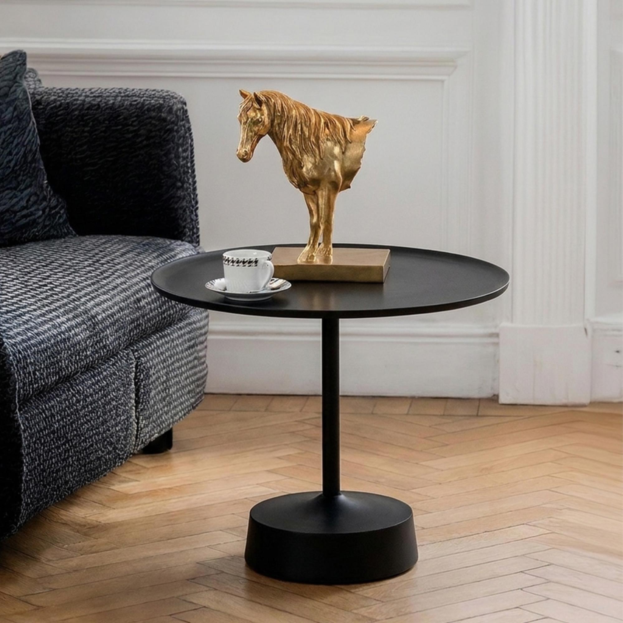 Faye Coffee Table - Round - Matt Black - Aluminum