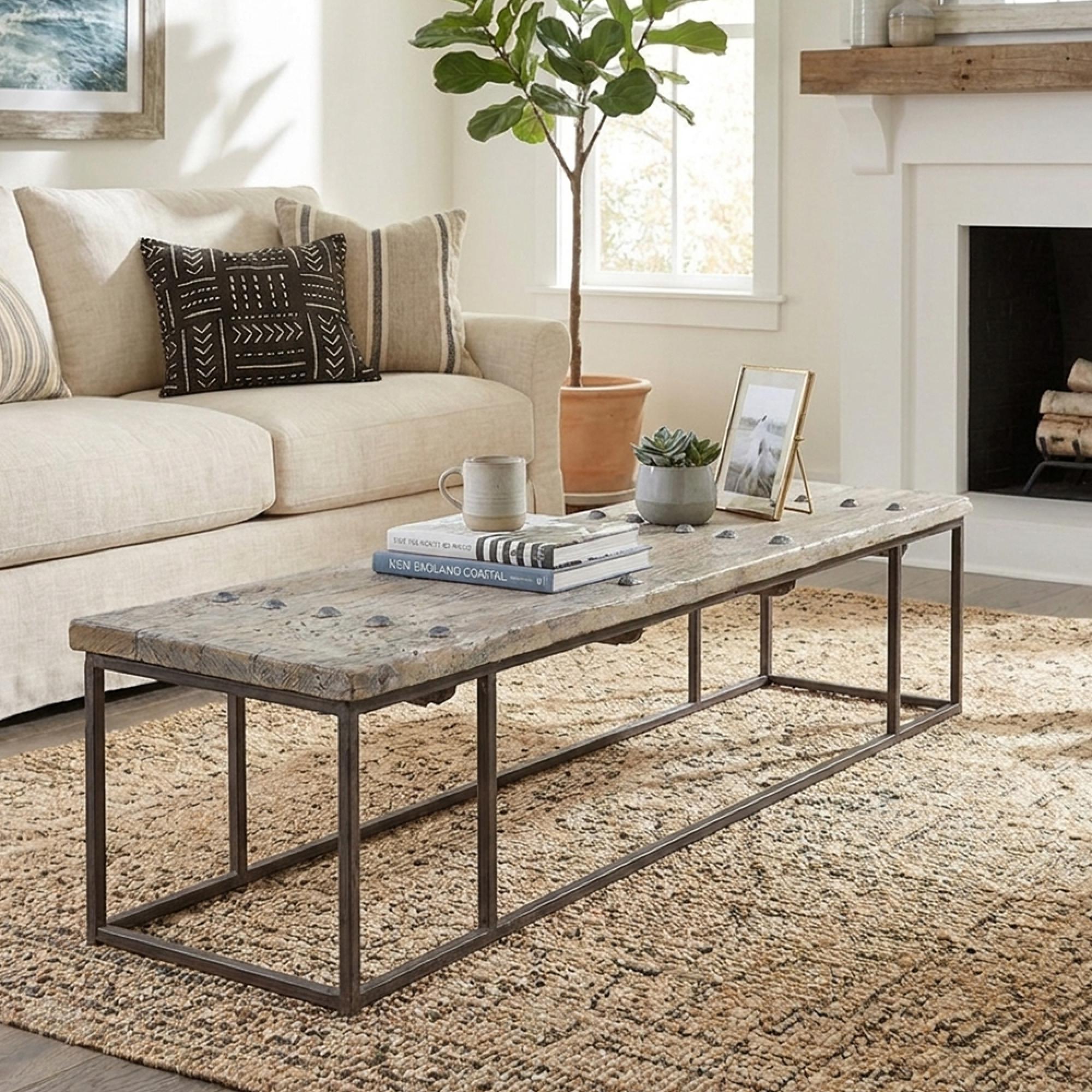 Industrial Coffee Table - Large - Grey and Black - Reclaimed Wood and Metal