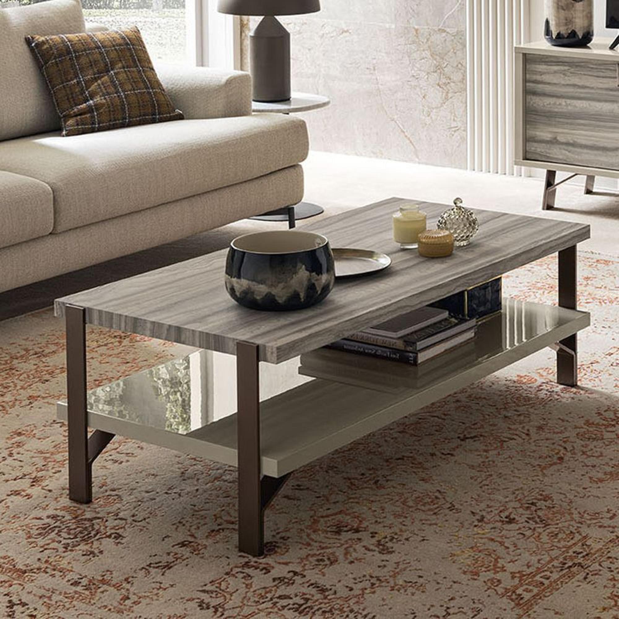 Jupiter Coffee Table - Eco Stone and High Gloss Pearl Line