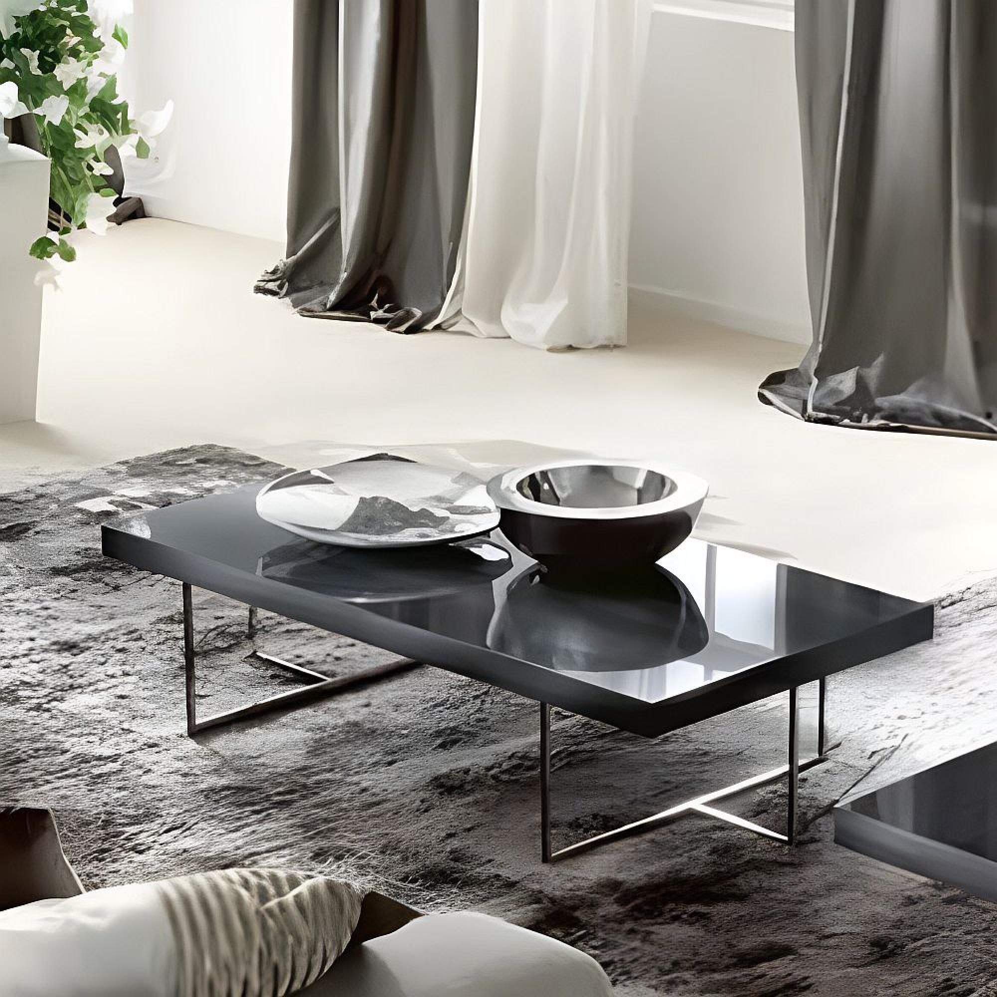 Montecarlo Coffee Table - Grey Koto High Gloss - Wooden and Metal