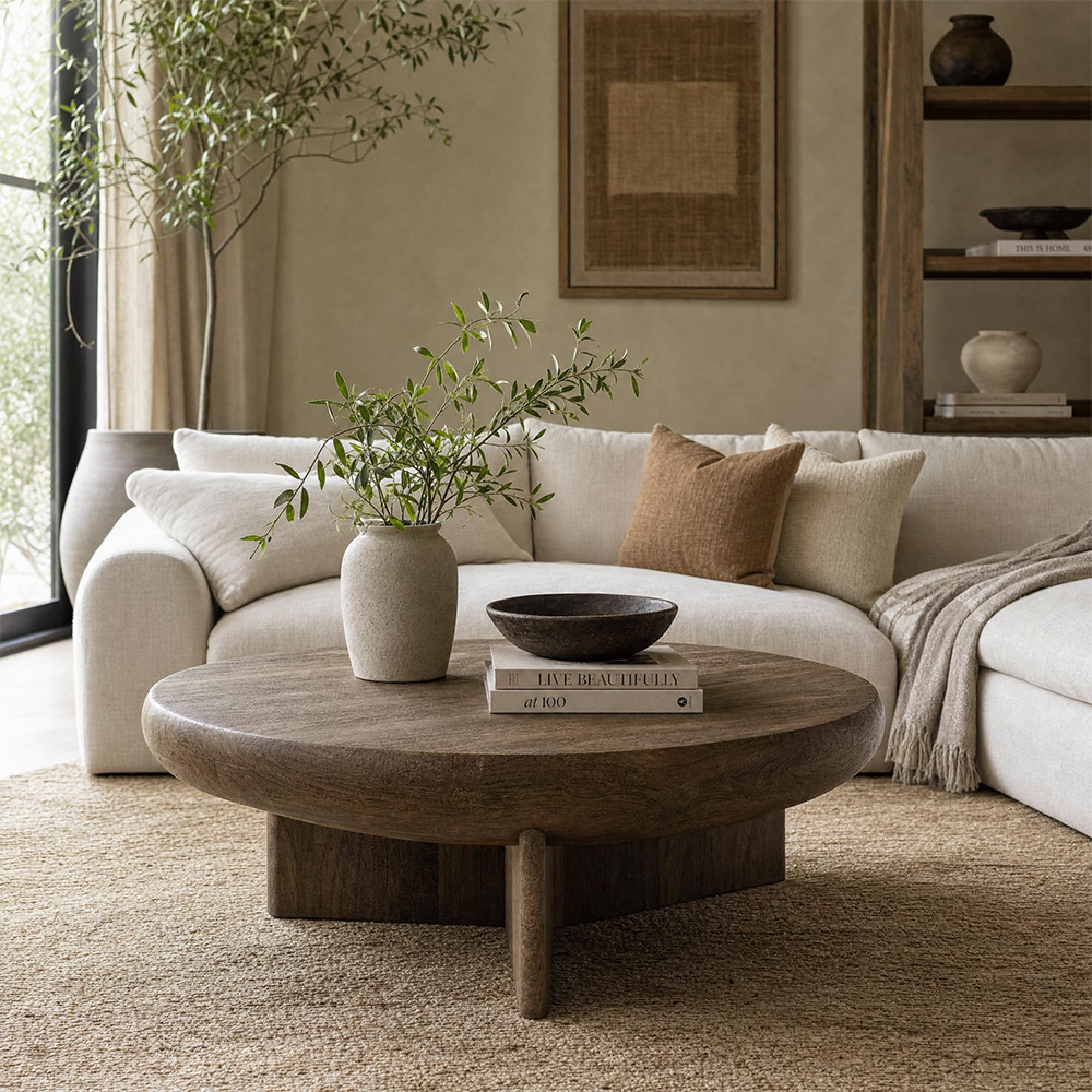Coffee Table - Round - Dark Brown - Mango Wood