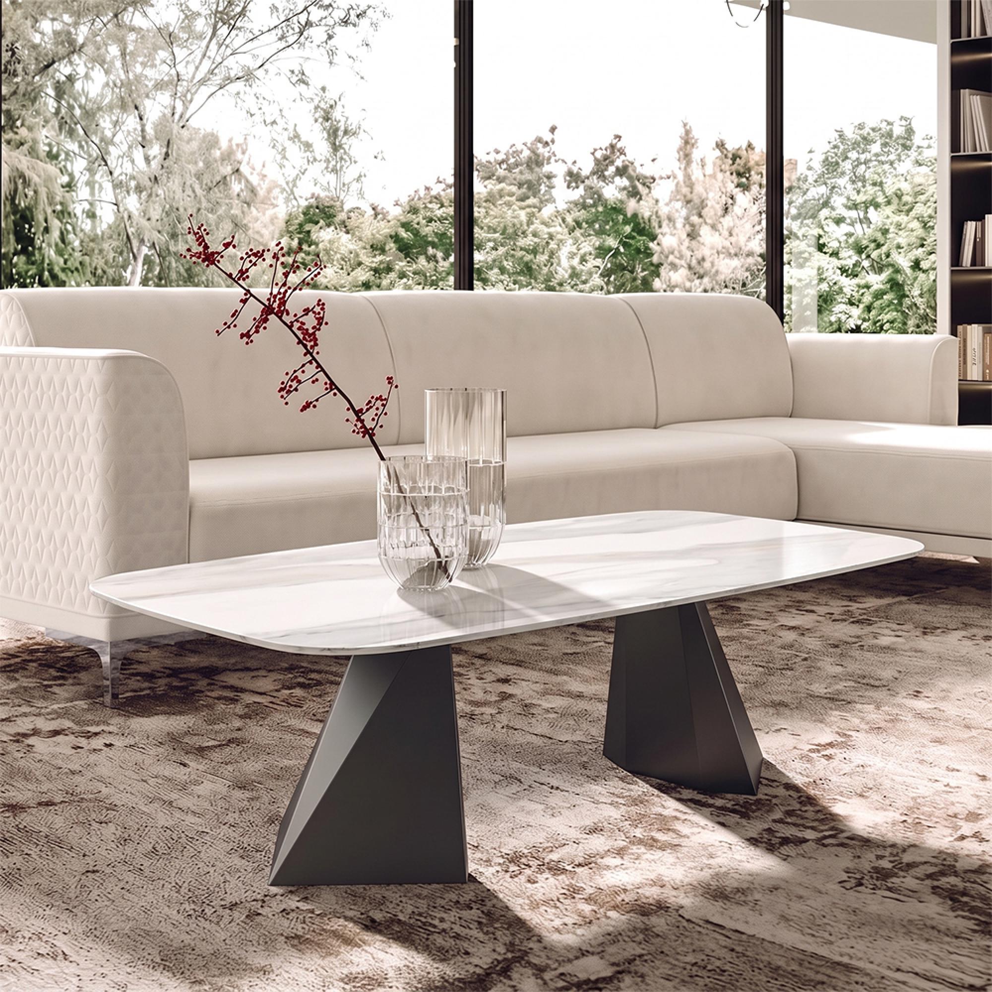 Krystal Italian Coffee Table - Tent Base - Ceramic and Metal
