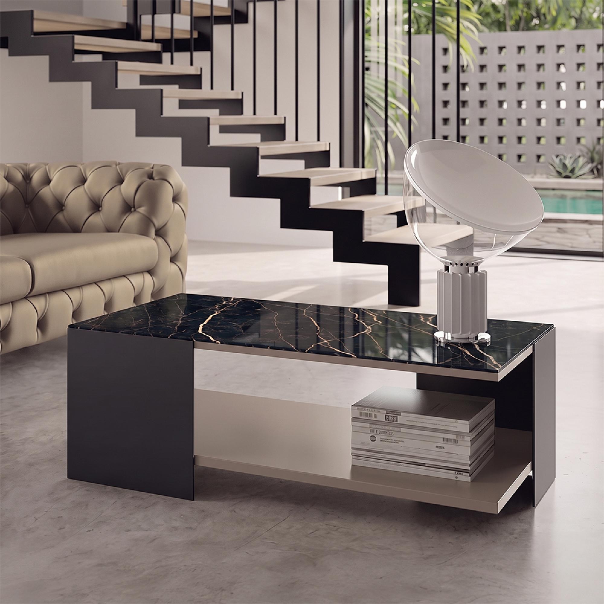 Zenith Italian Coffee Table - Thunder Night and Black - Ceramic Top
