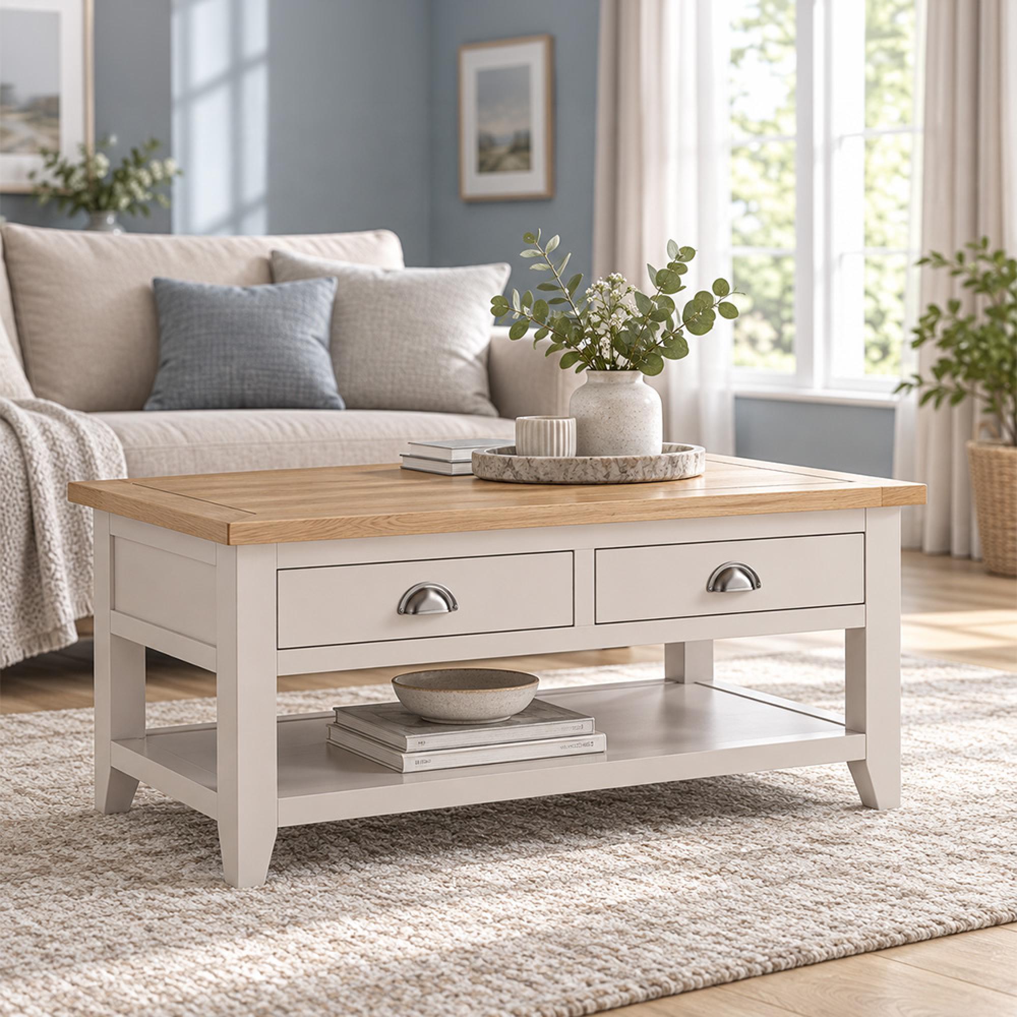 Richmond Coffee Table - 2 Drawer - Grey