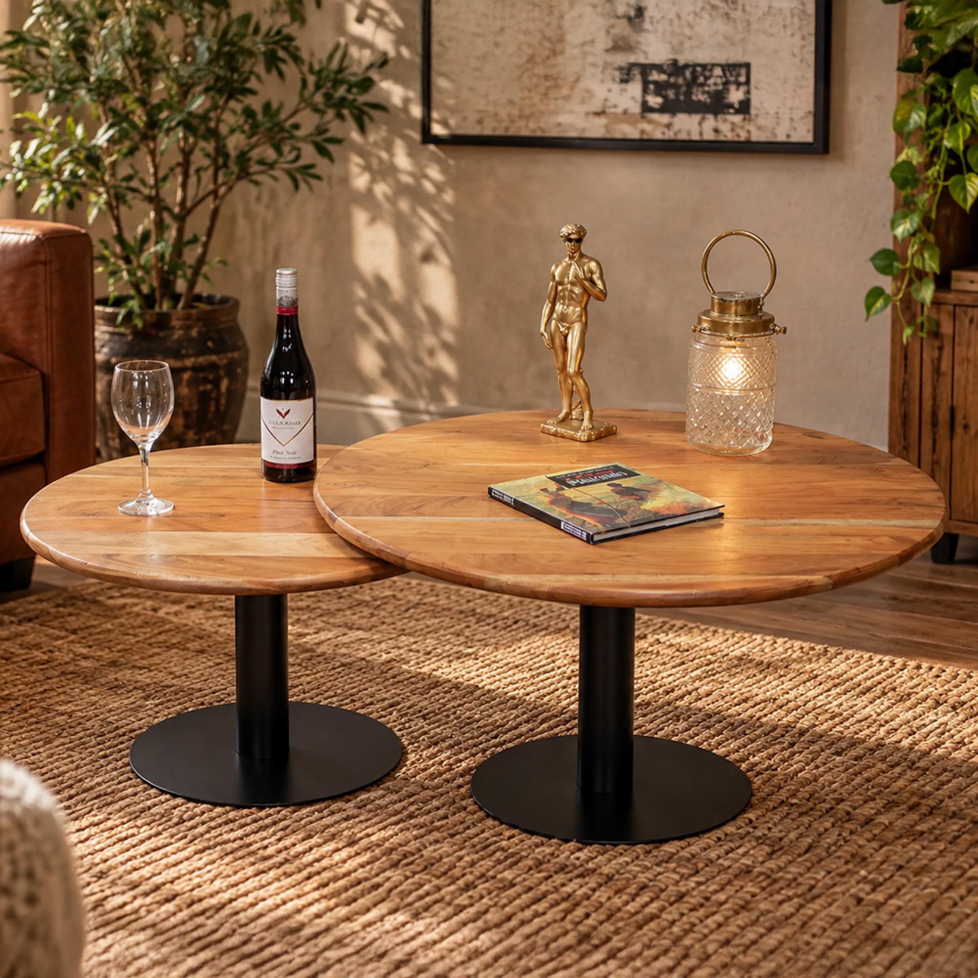 Coffee Table - Round - Mango Wood - Set of 2
