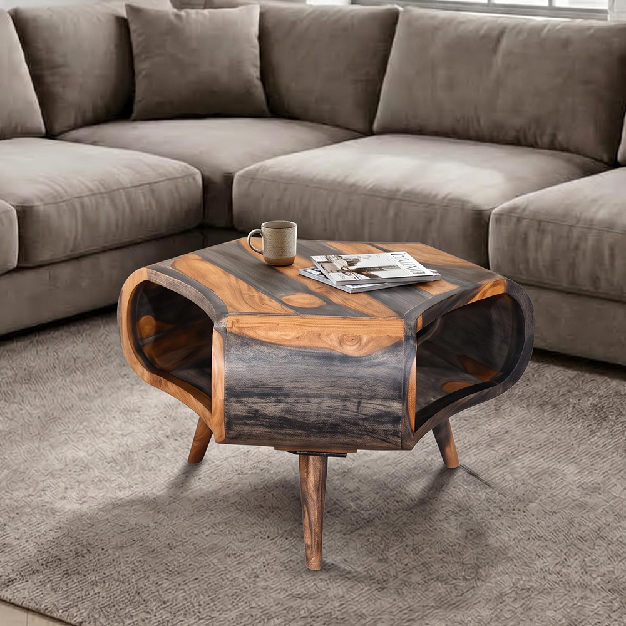 Goa Tri Coffee Table - Small - Rustic Sheesham