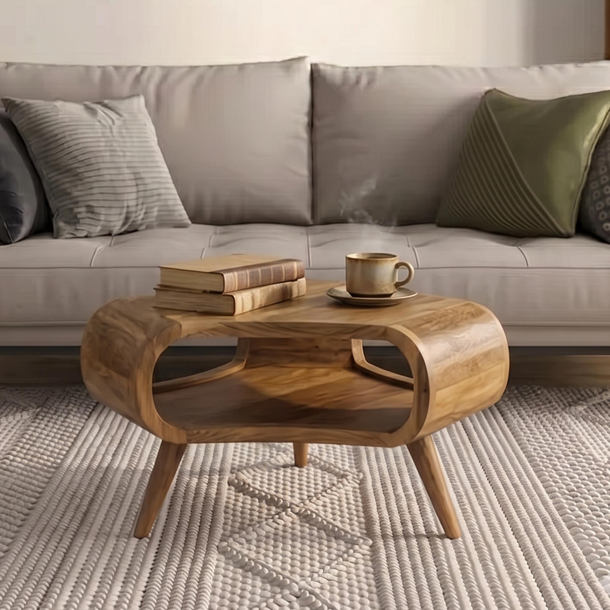 Surya Century Natural Mango Wood Small Tri Coffee Table