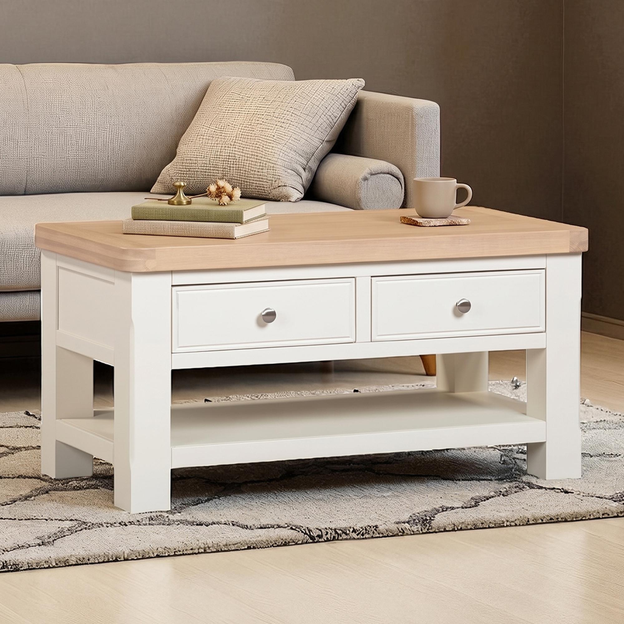 Windsor White Painted 2 Drawer Coffee Table
