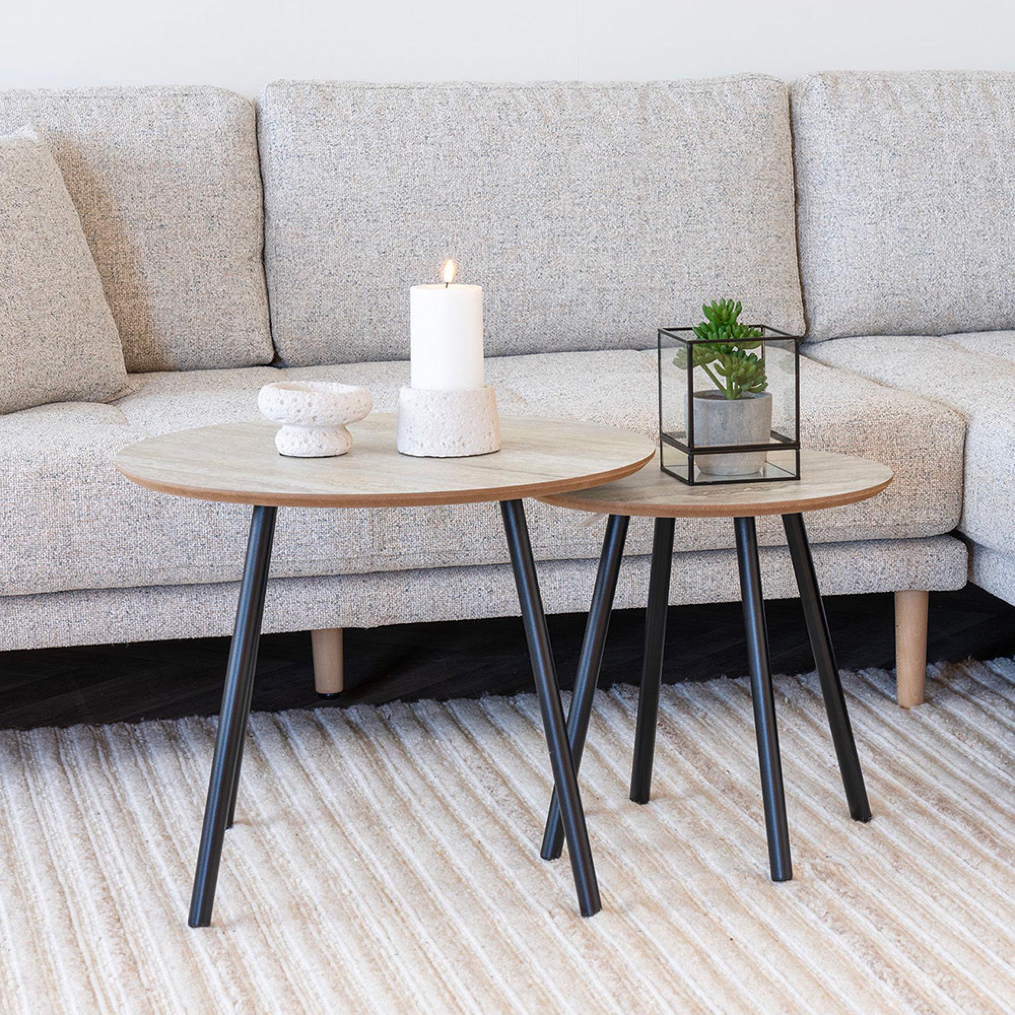 Aalst Coffee Table - Round - Beige - Travertine Effect