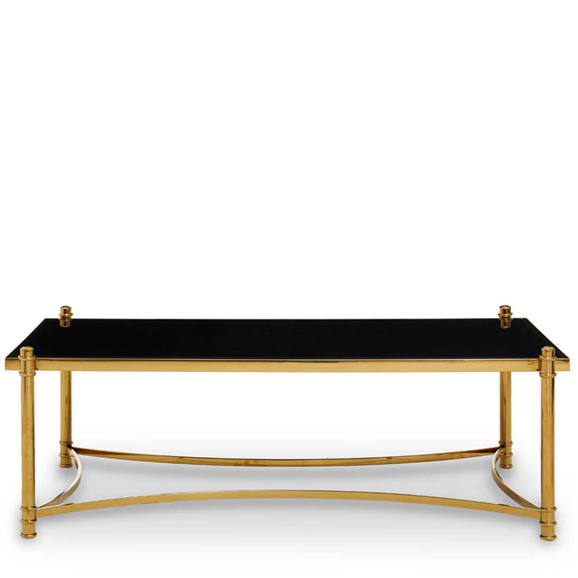 Ackley Coffee Table - Black Glass - Gold Legs