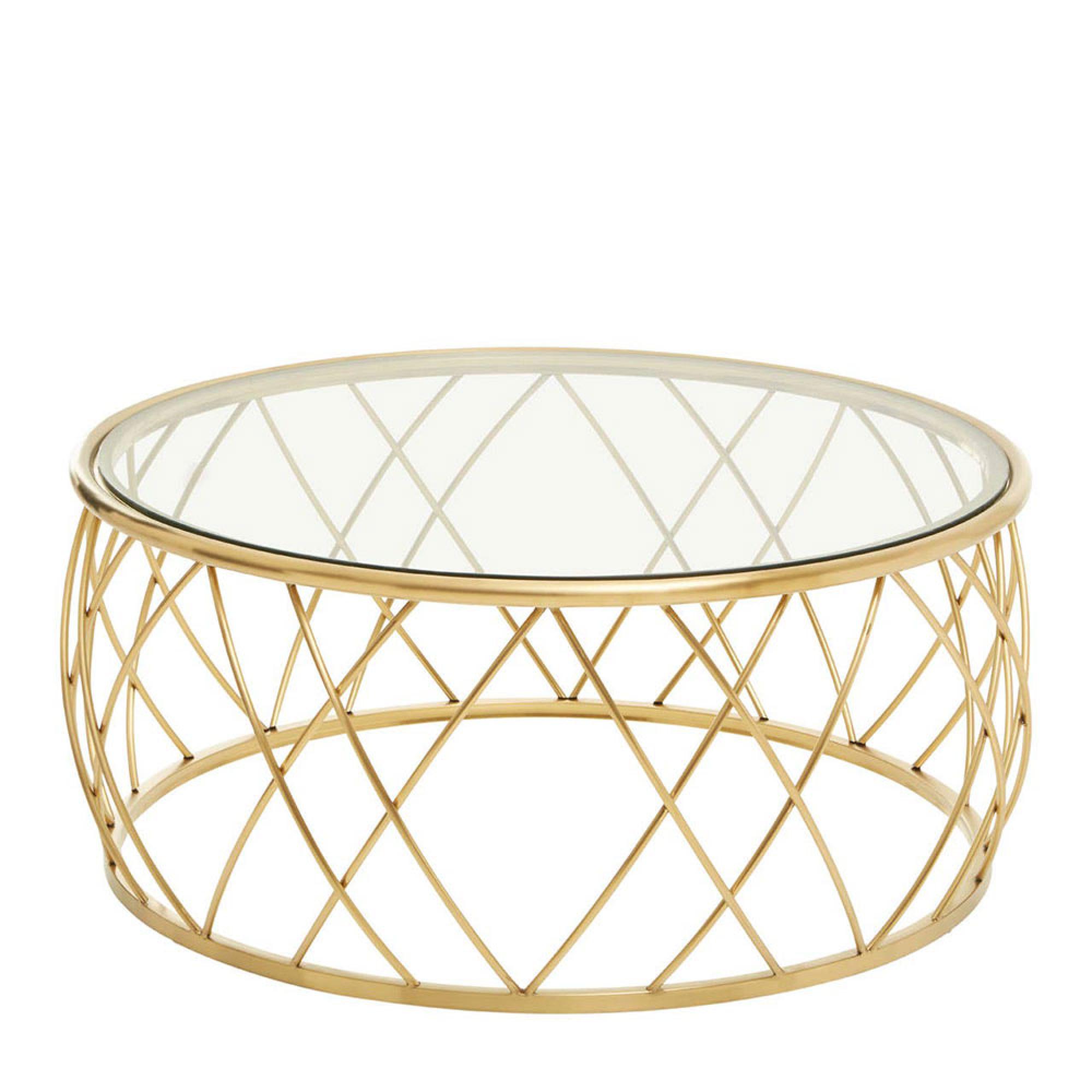 Ackley Coffee Table - Round - Clear Glass - Gold Legs