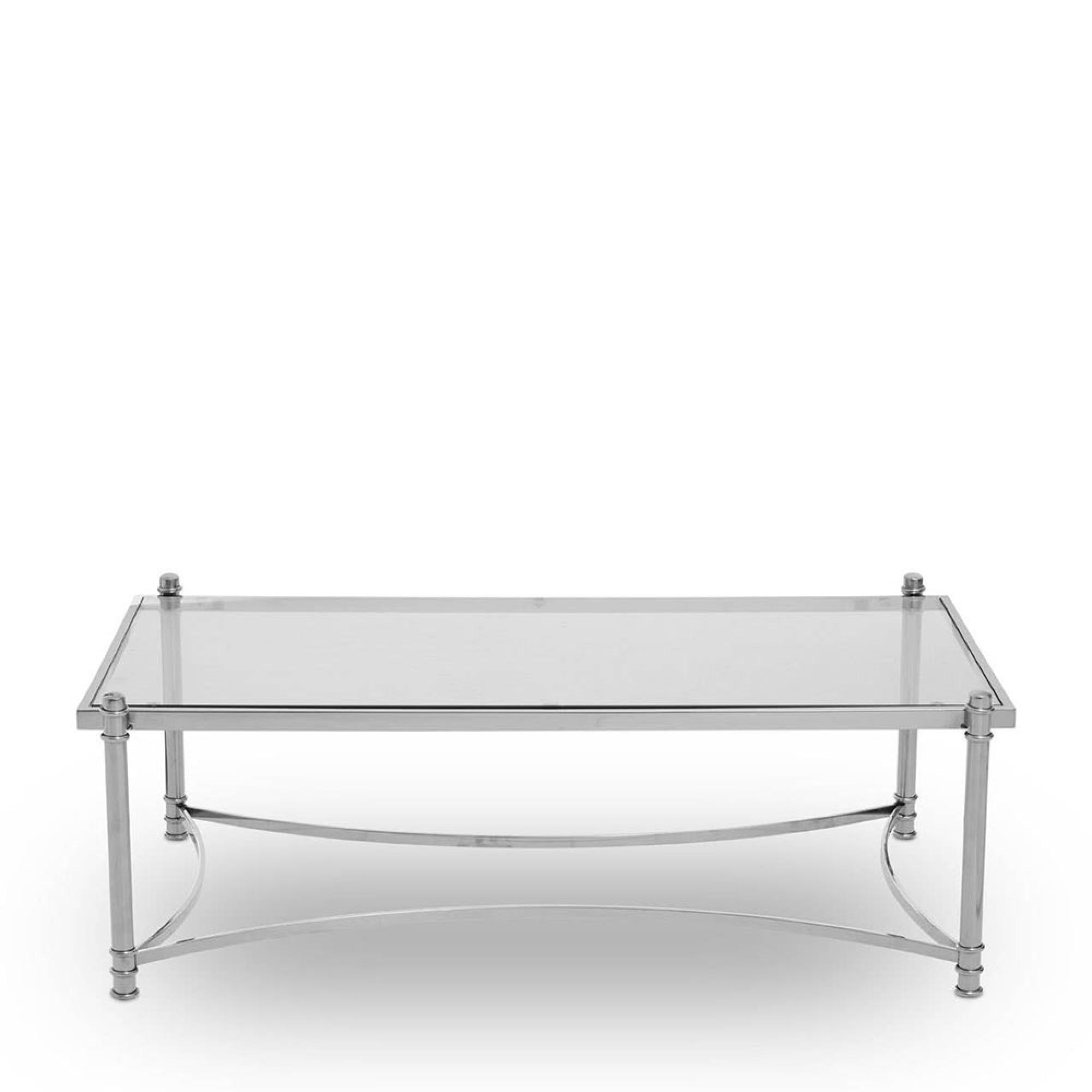 Ackley Coffee Table - Clear Glass - Silver Legs