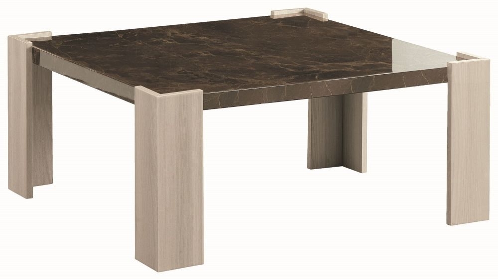 Teodora Square Coffee Table - Brown Gloss