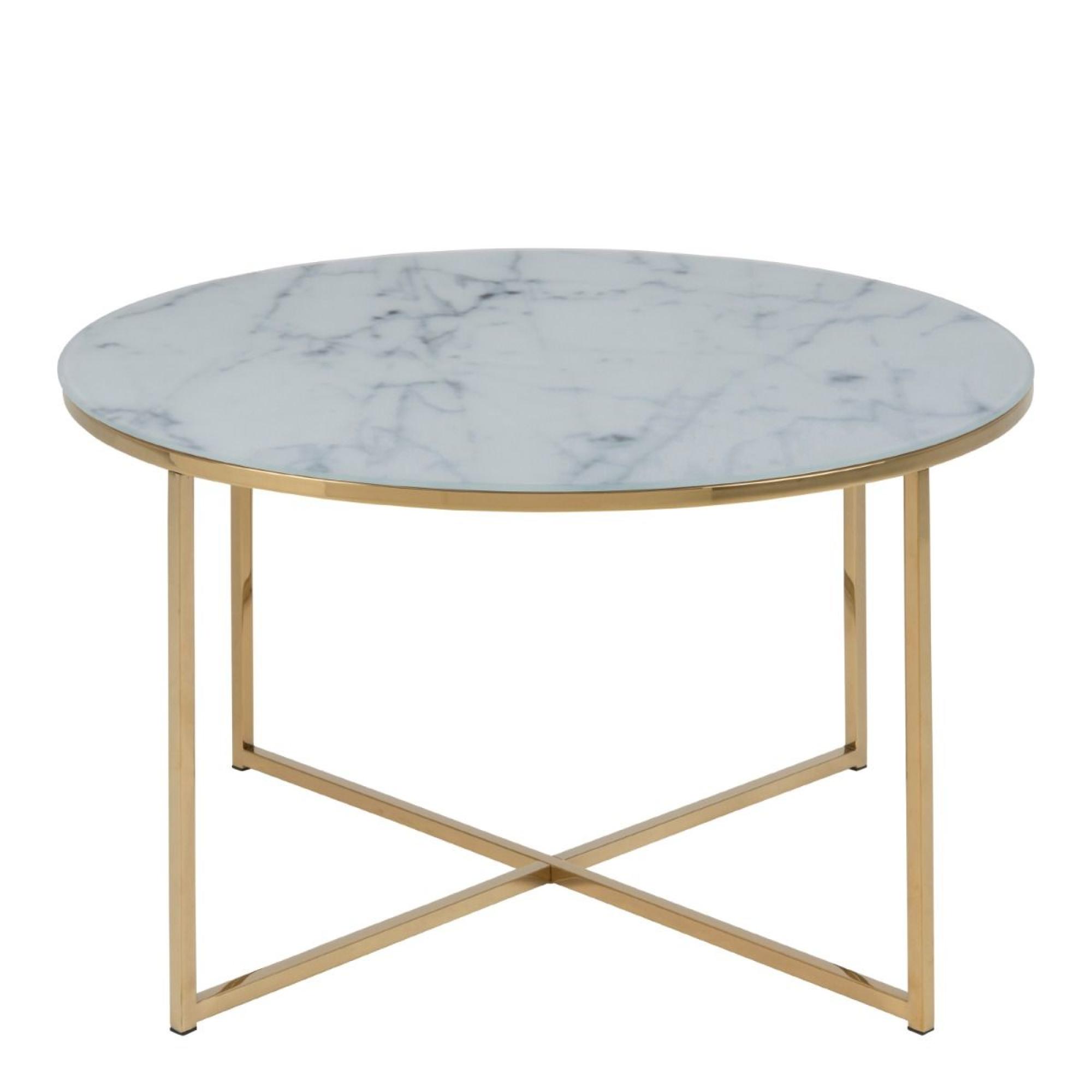 Alisma Coffee Table - Round - White Marble - Gold Legs