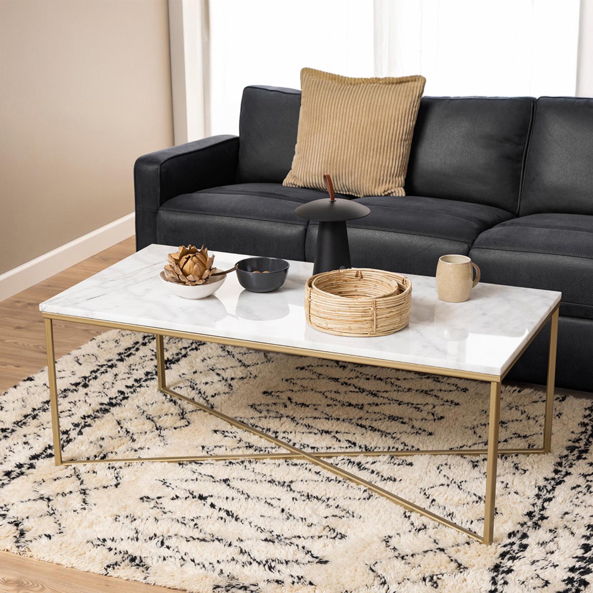 Alisma Coffee Table - White Marble Effect and Gold