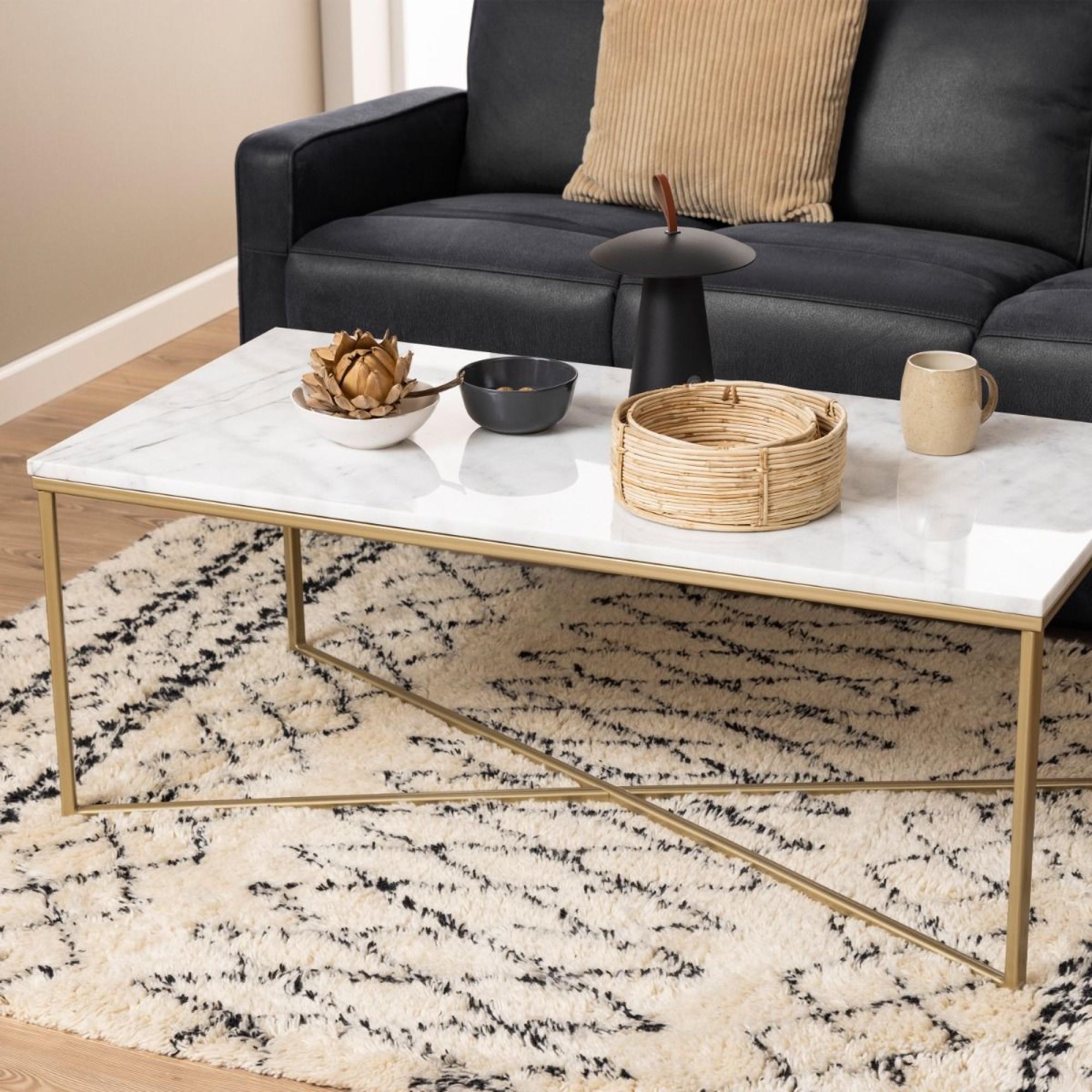 Alisma Coffee Table - White Marble Top