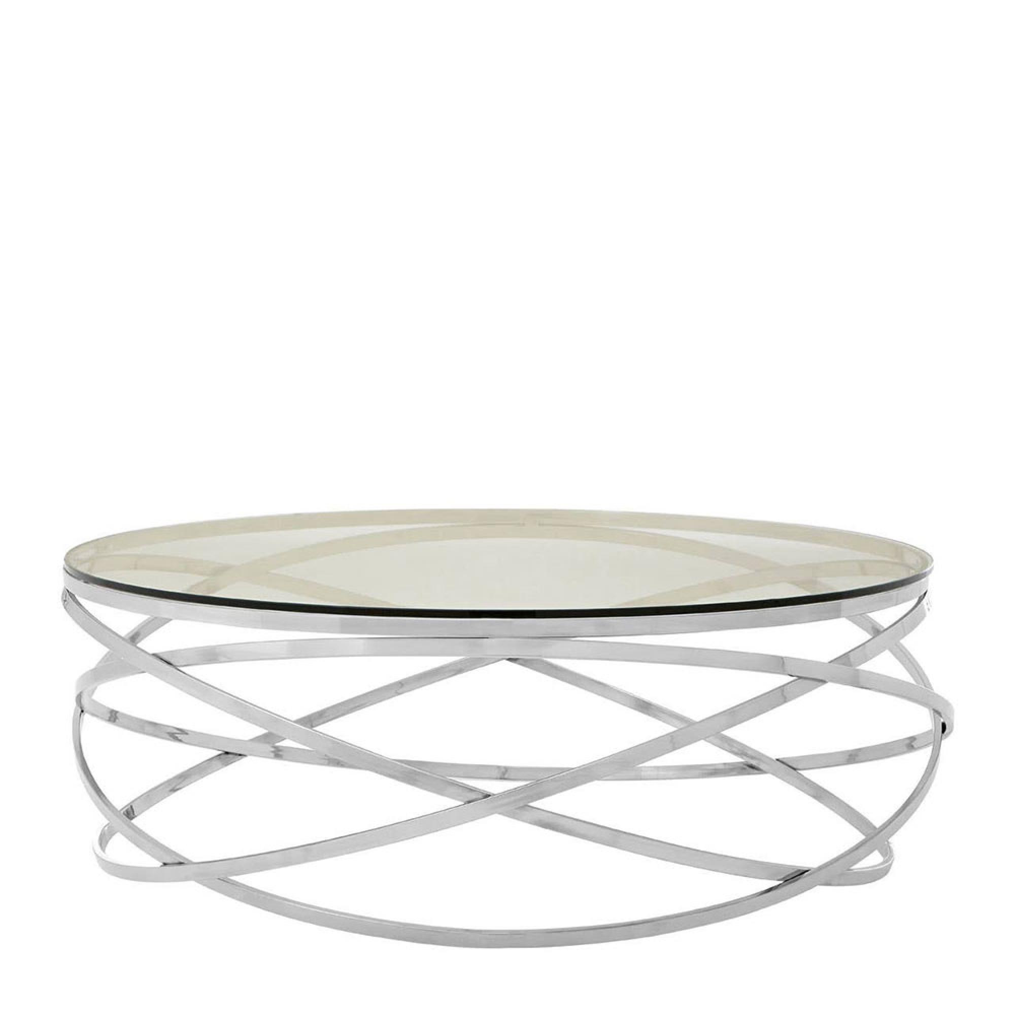 Allure Coffee Table - Round - Clear Glass - Silver Swirl Base