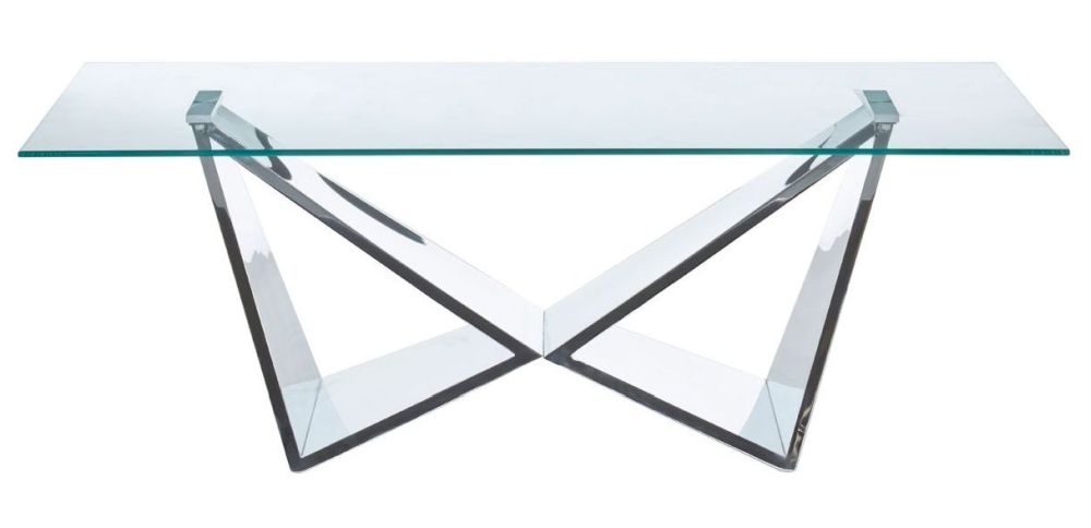 Allure Coffee Table - Glass - Chrome Wing Base
