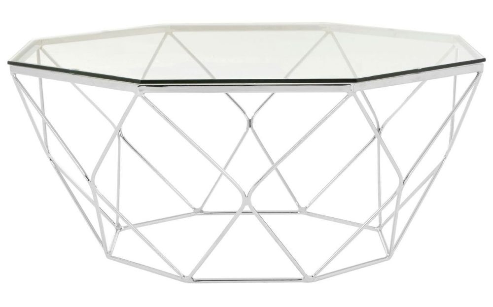 Allure Coffee Table - Octagonal - Glass - Chrome Base