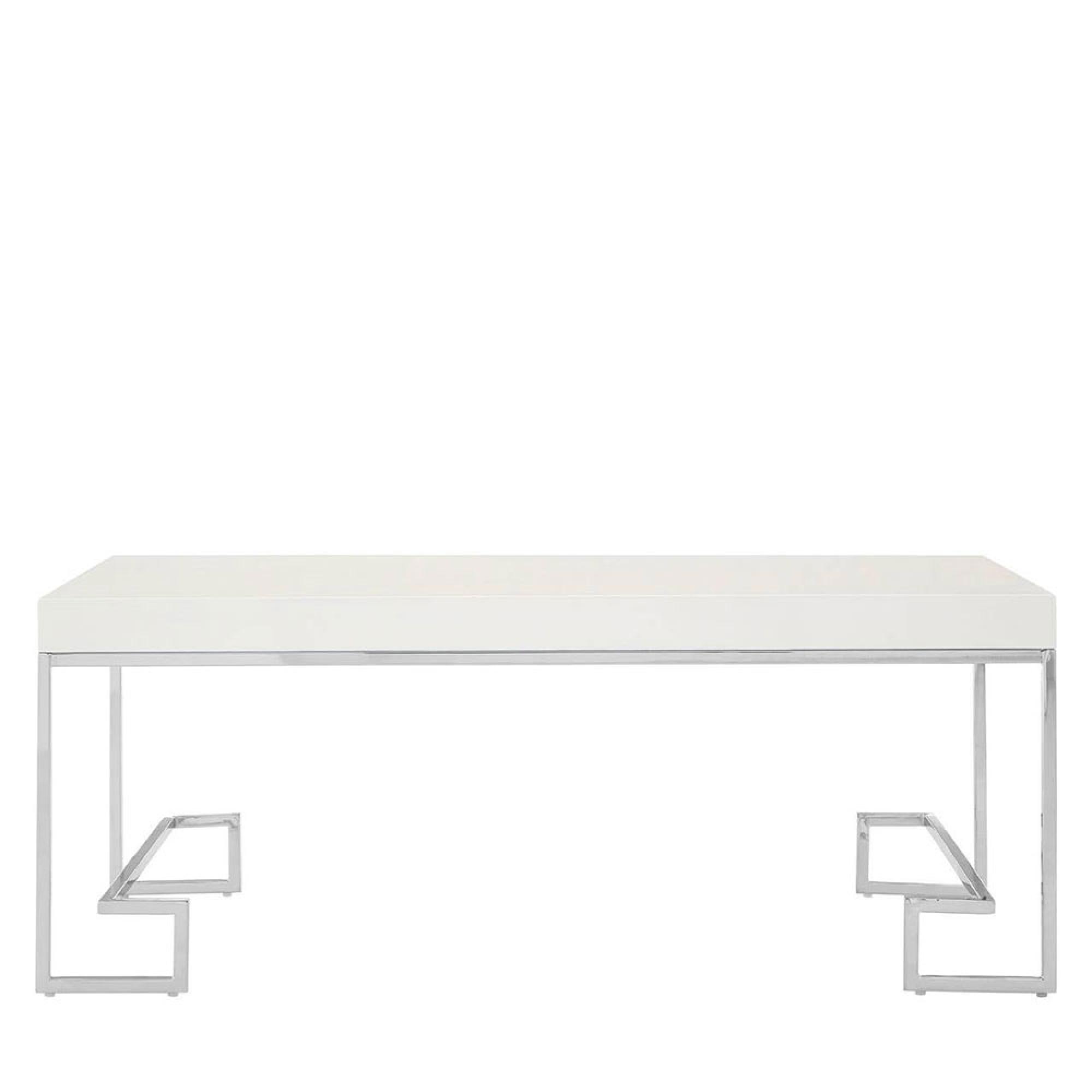 Allure Coffee Table - White Glass - Chrome Angled Legs