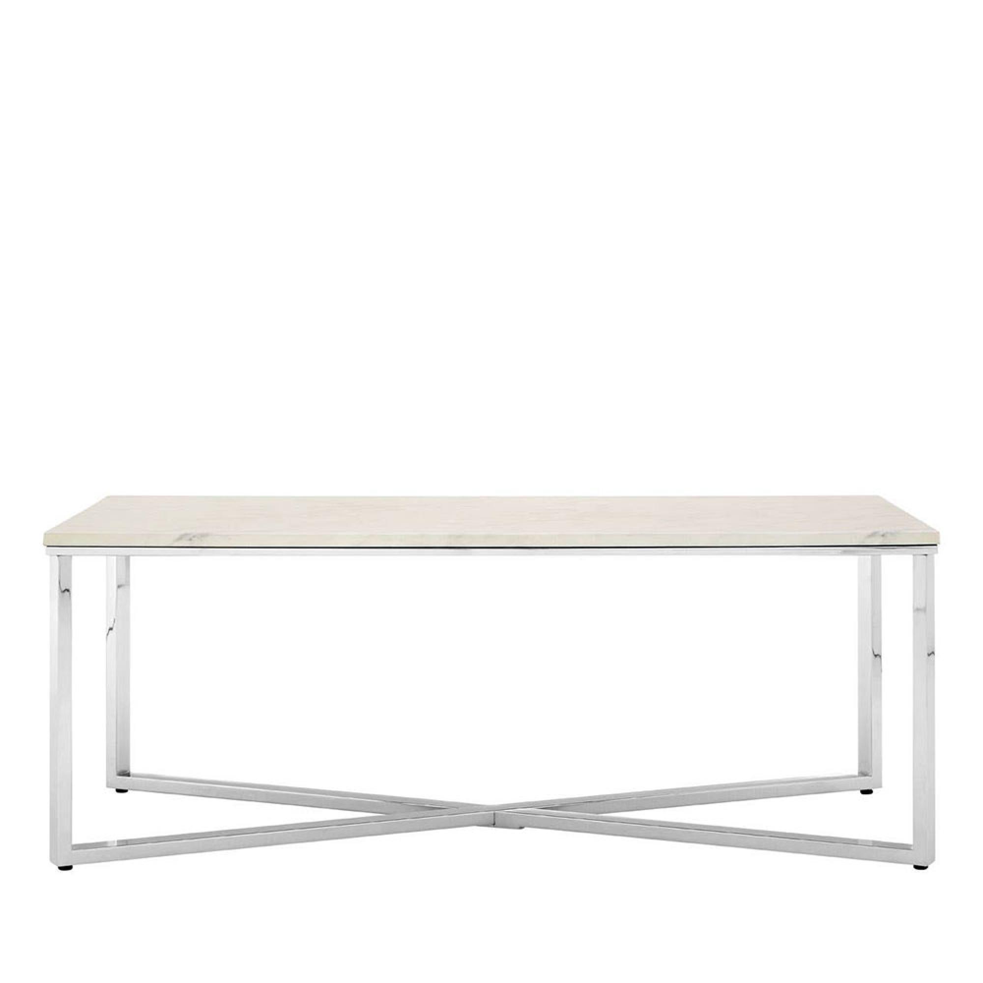 Allure Coffee Table - White Marble Effect - Chrome Base
