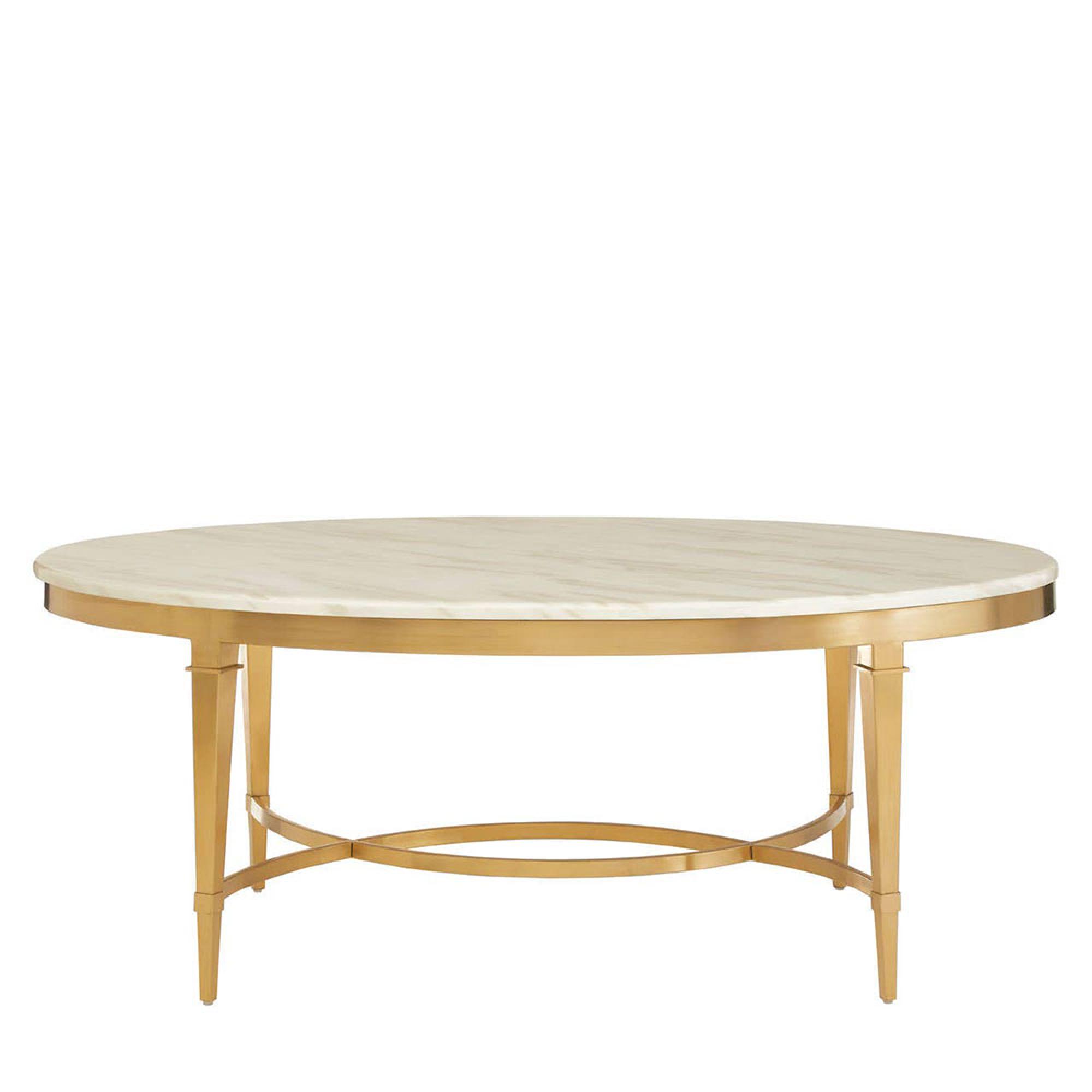 Alvaro Coffee Table - Oval - White Marble with Gold Metal
