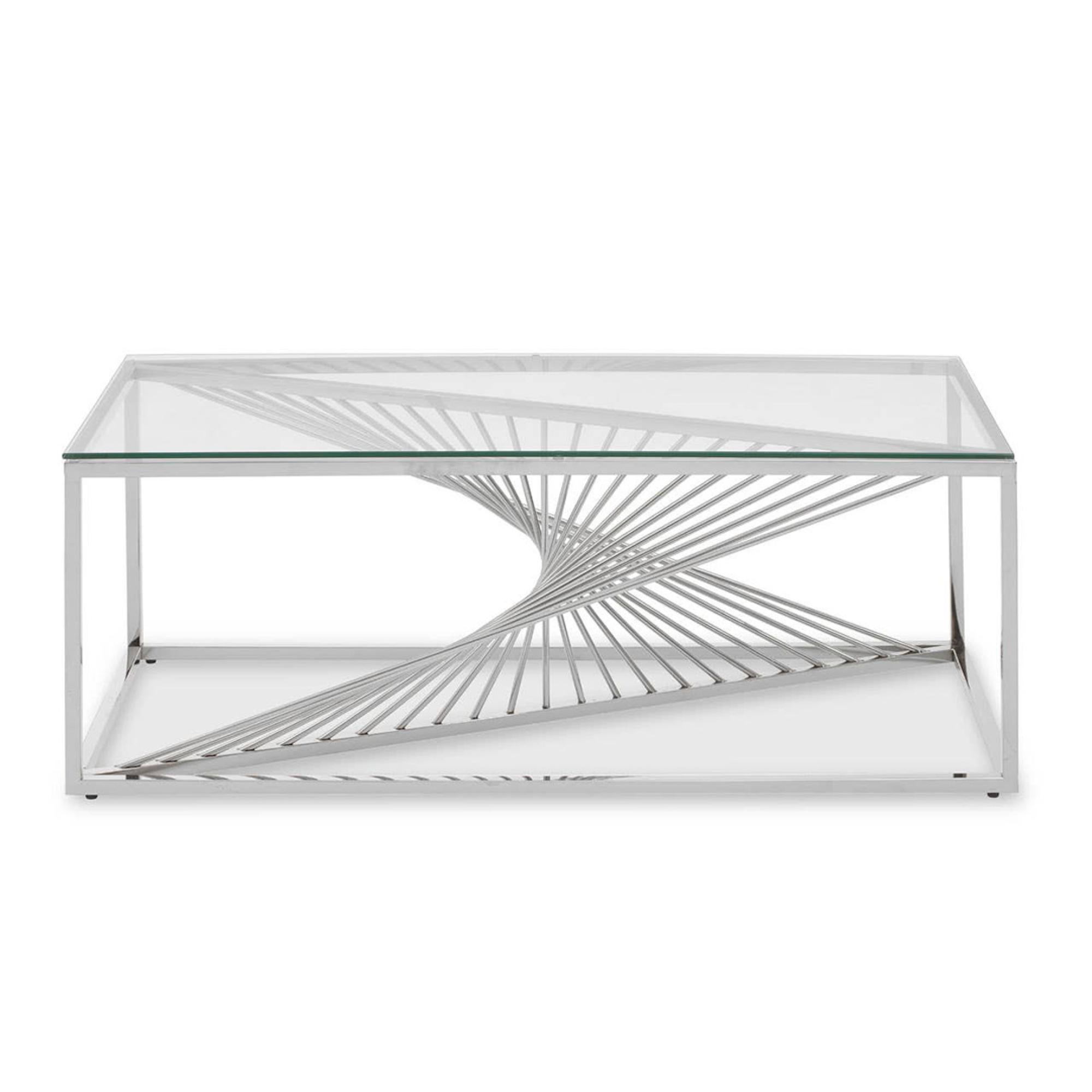 Amella Coffee Table - Glass with Silver Base