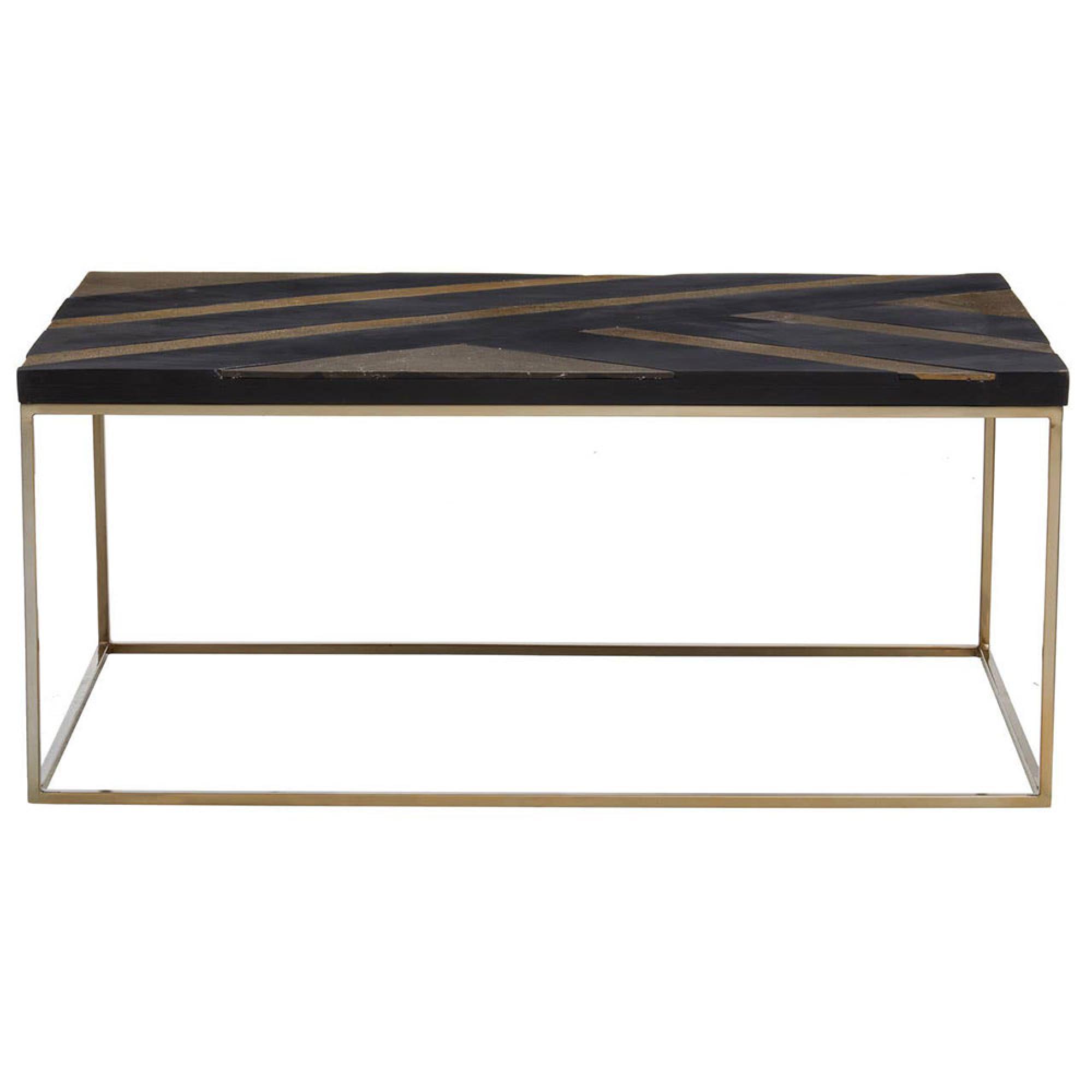 Aris Coffee Table - Black Acacia Wood with Gold Base