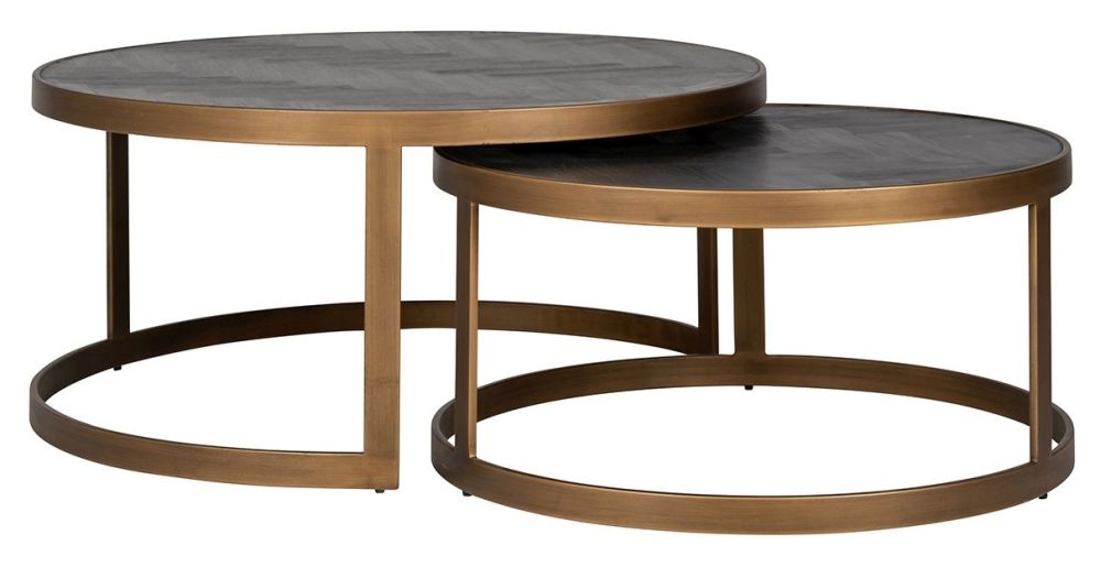 Blackbone Black and Brass 2 Tier Coffee Tables