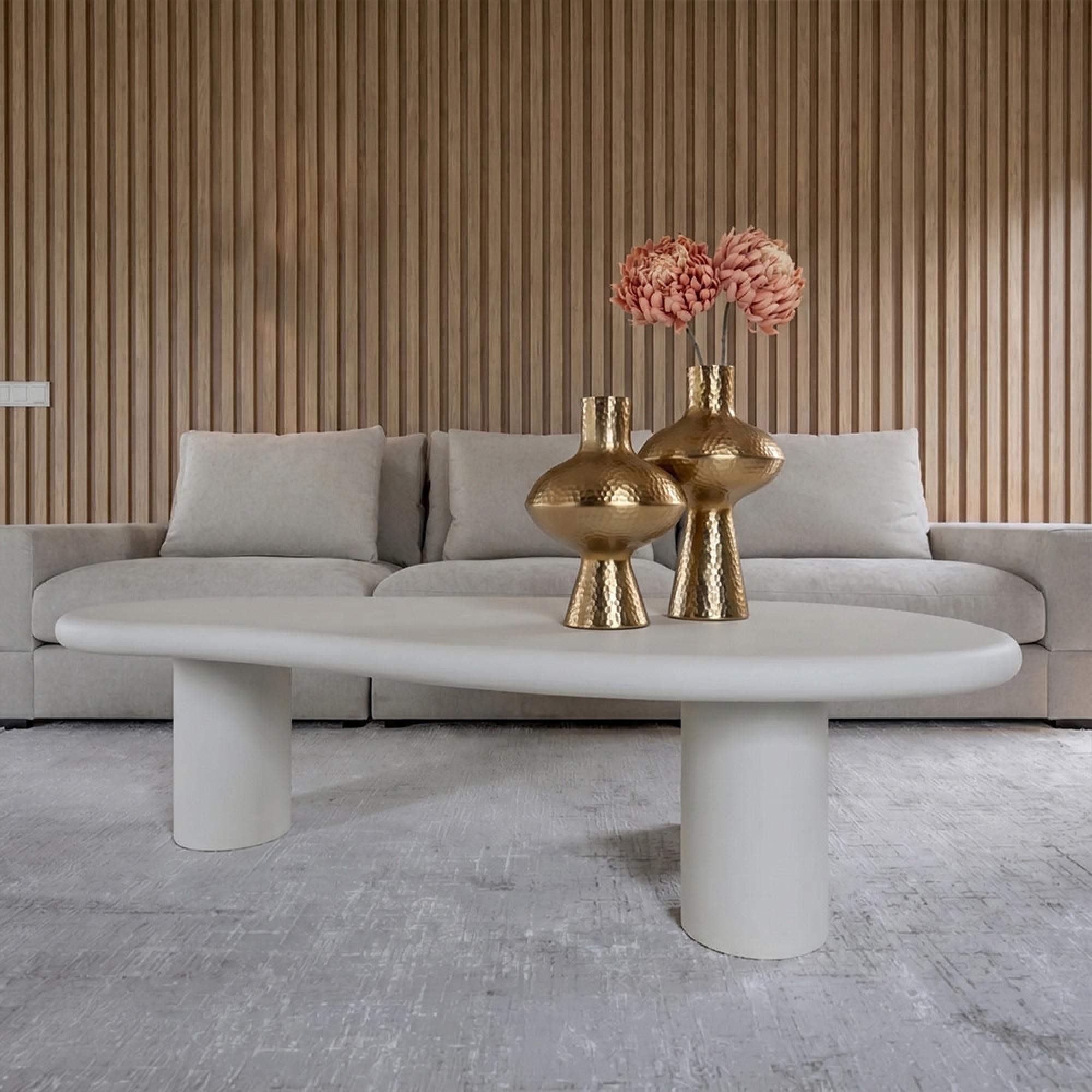 Bloomstone White Lime Plaster Curved Large Coffee Table