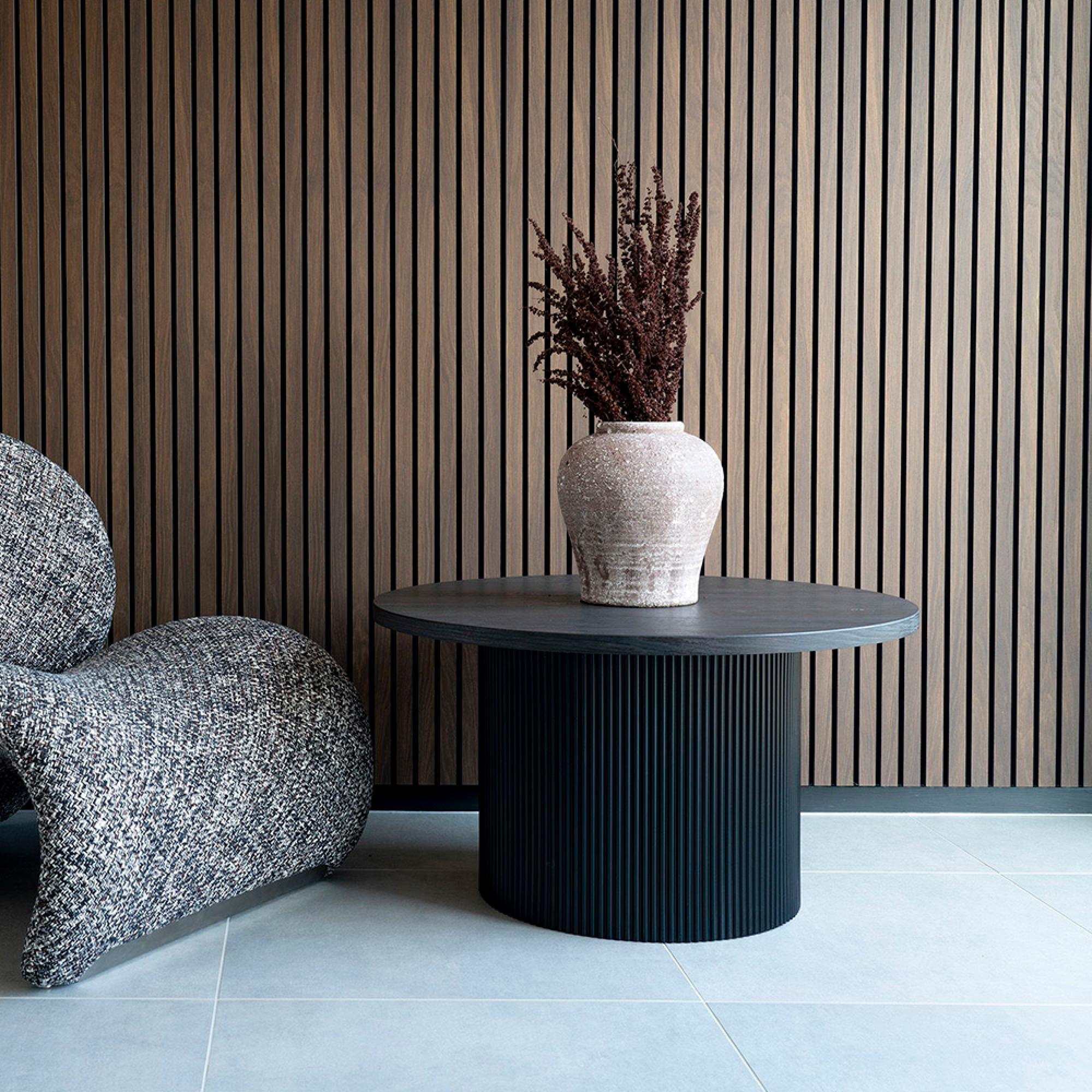 Boavista Coffee Table - Round - Fluted - Dark Wood