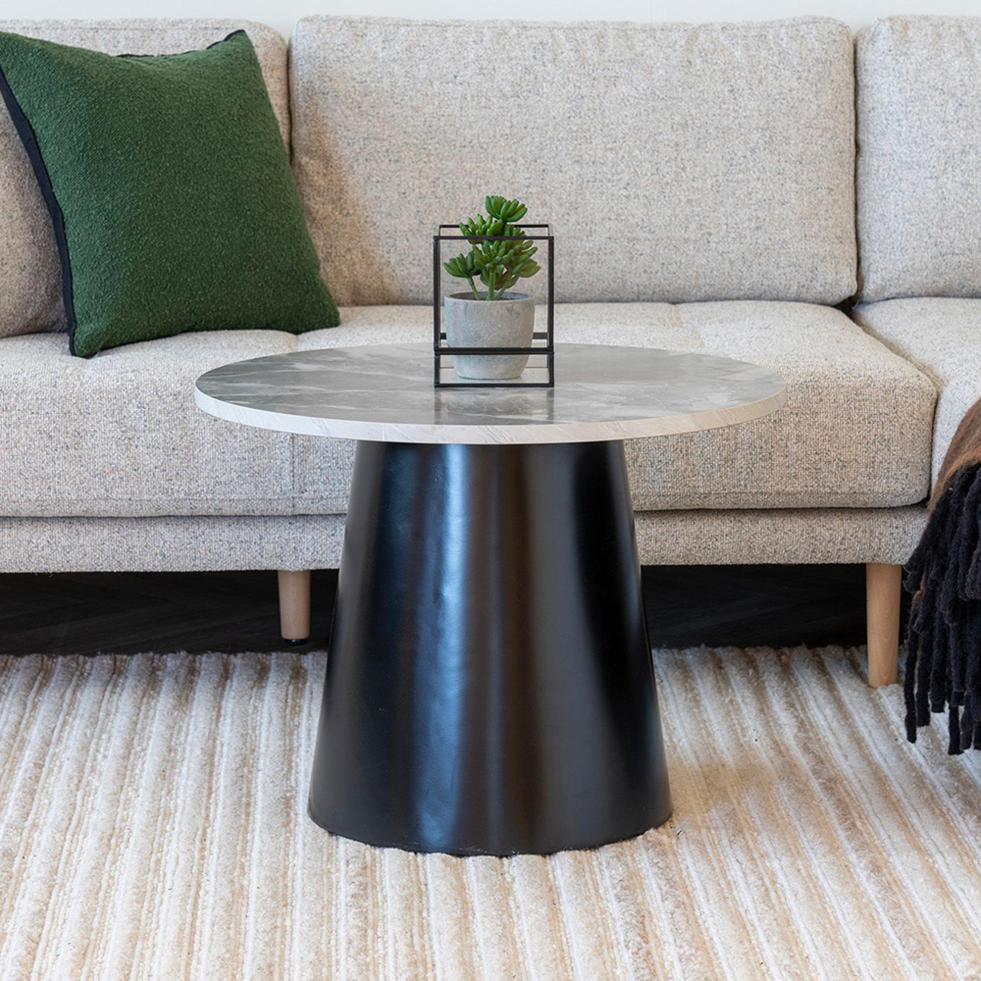 Brito Coffee Table - Round - Grey - Marble Effect