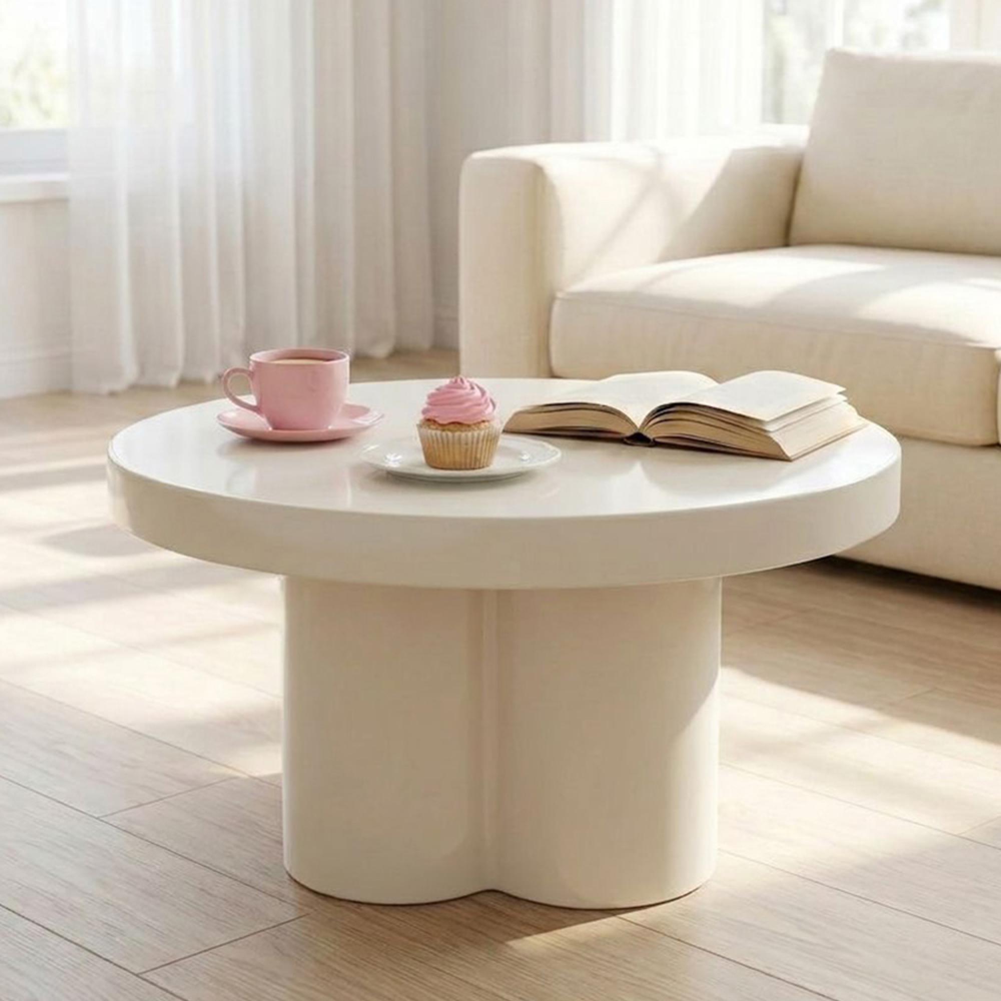 Brix Noa Coffee Table - Round - Off White - Metal