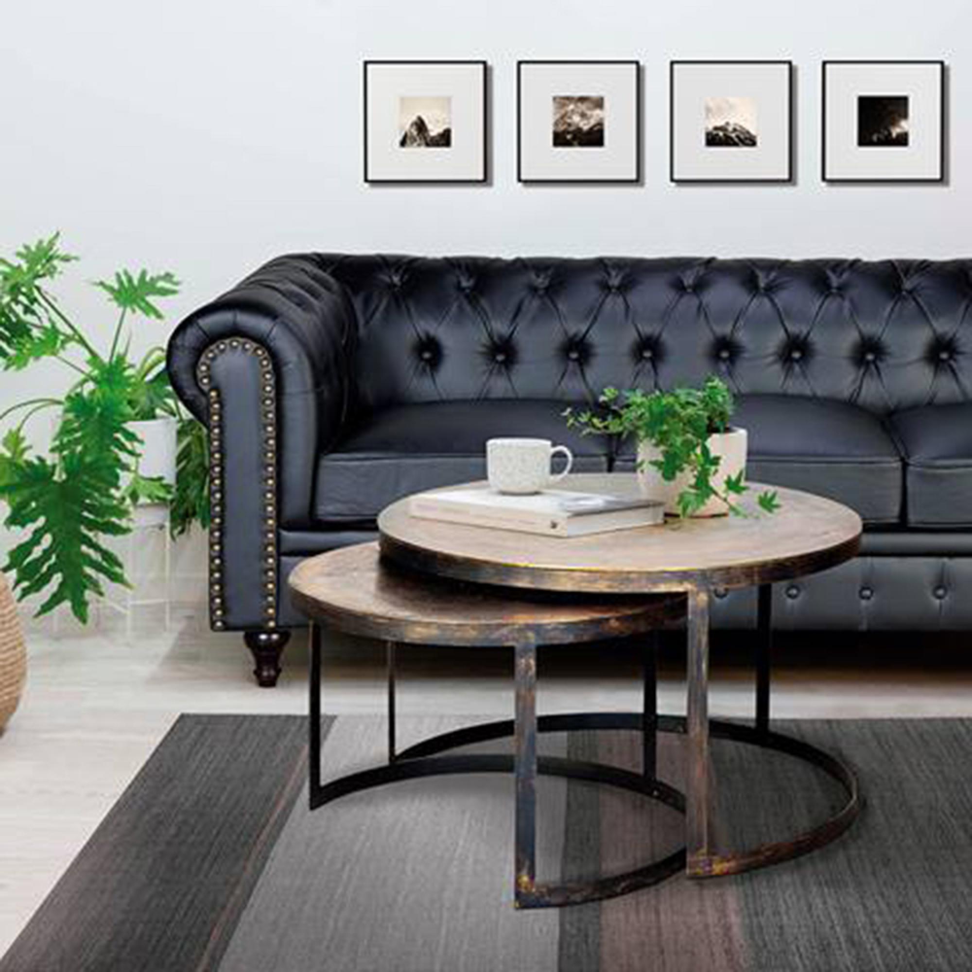 Bugusa Coffee Table - Bronze Metal - Round - Set of 2