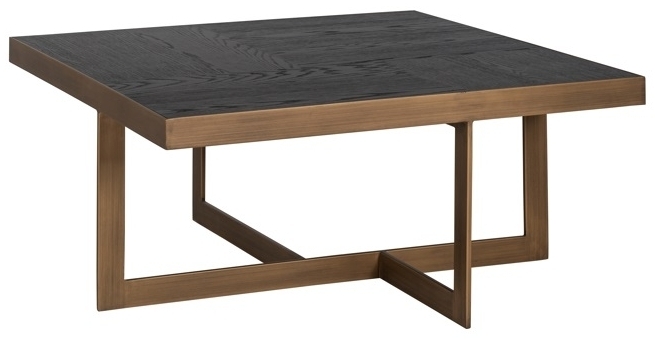 Cambon Dark Oak and Brass Square Coffee Table
