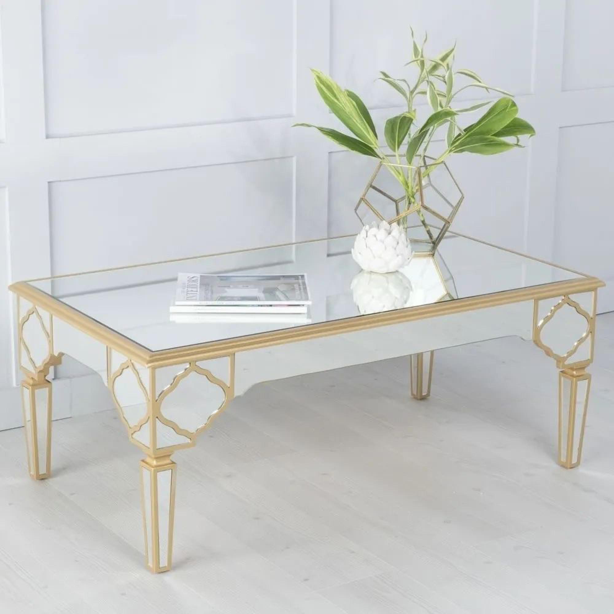 Casablanca Coffee Table - Mirrored - Gold Trim