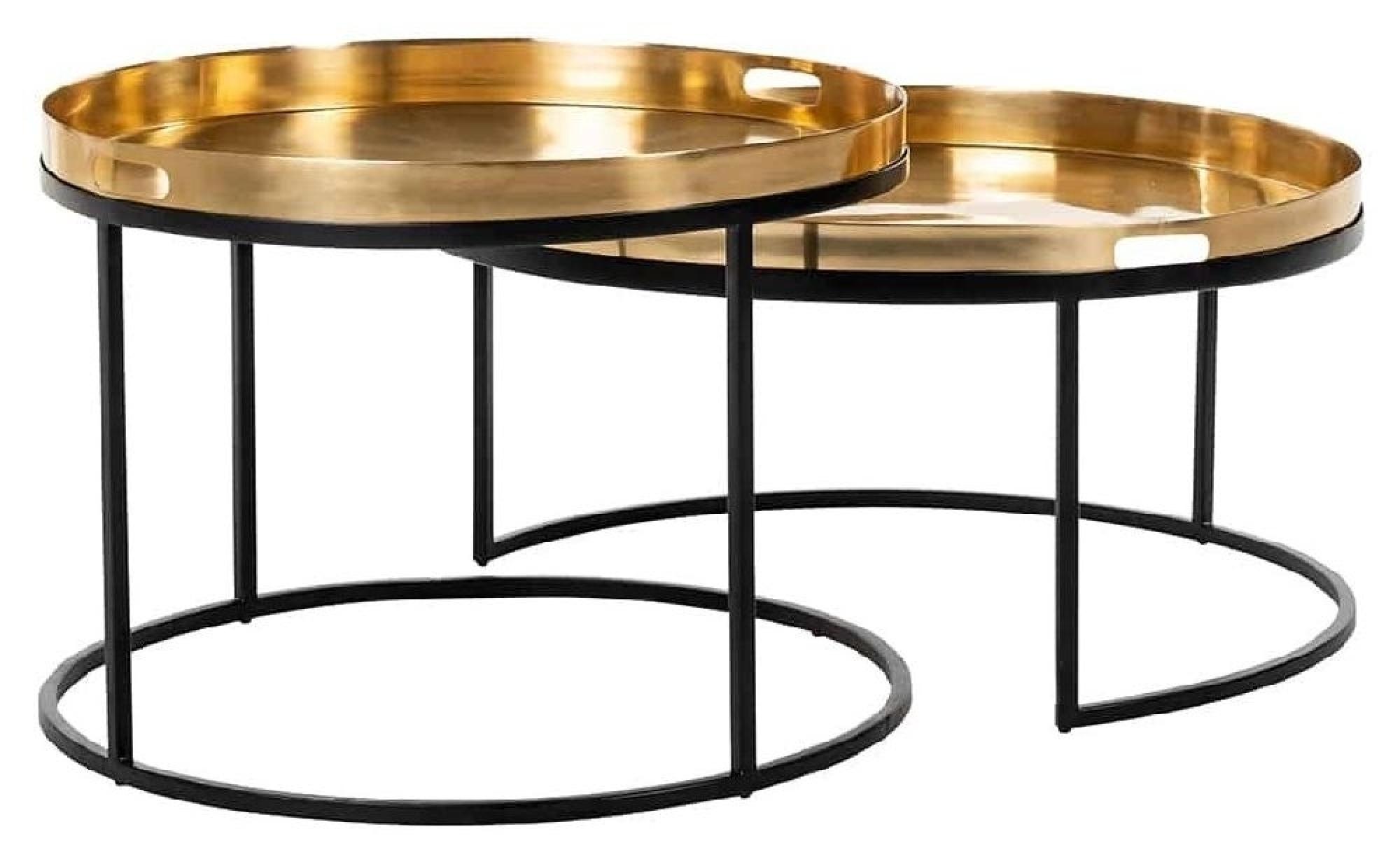 Clearance - Dustin Round Coffee Tables - Set of 2 - Gold and Black - FS416