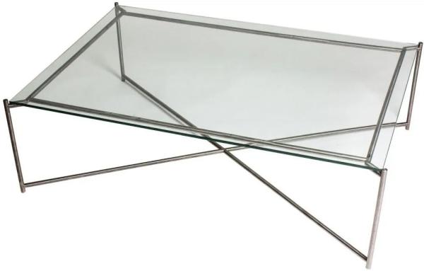 Clearance - Stockwell Coffee Table - Rectangular Clear Glass Top with Gun Metal Frame - FS523