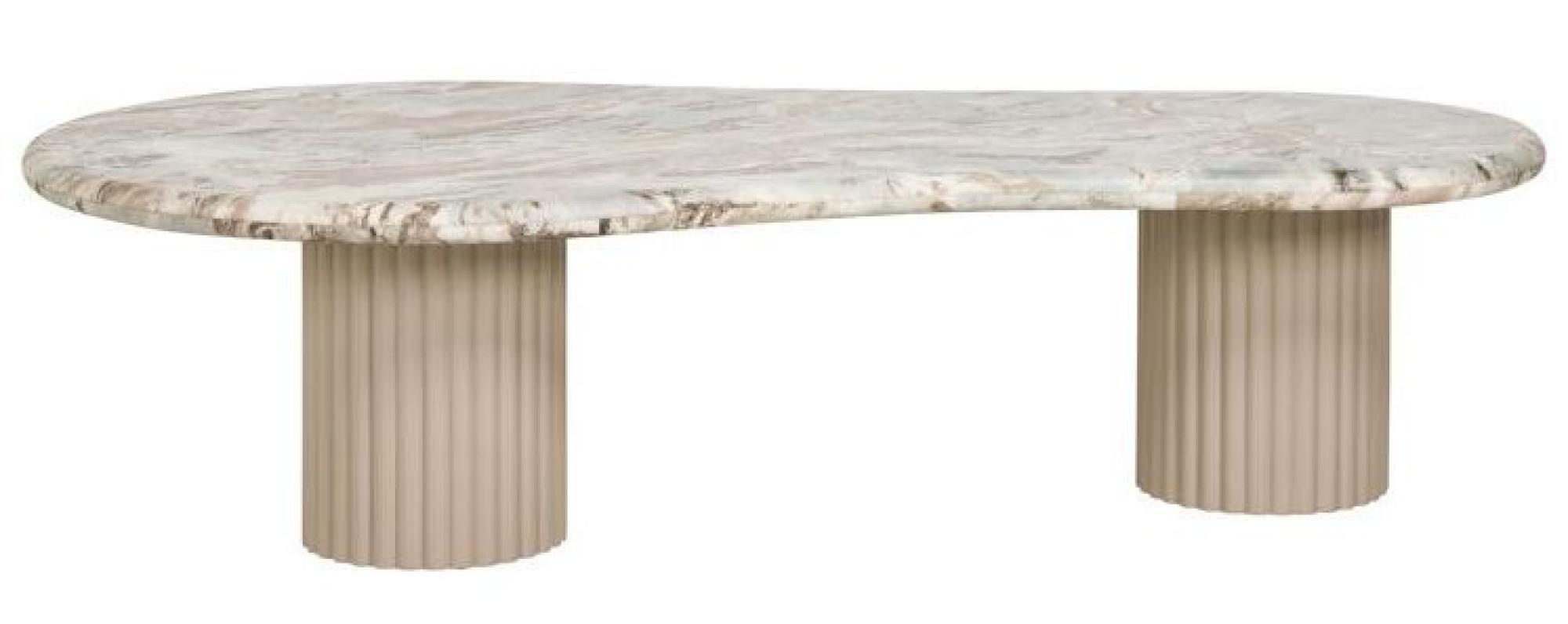 Coronel Beige Marble Coffee Table with Fluted Base