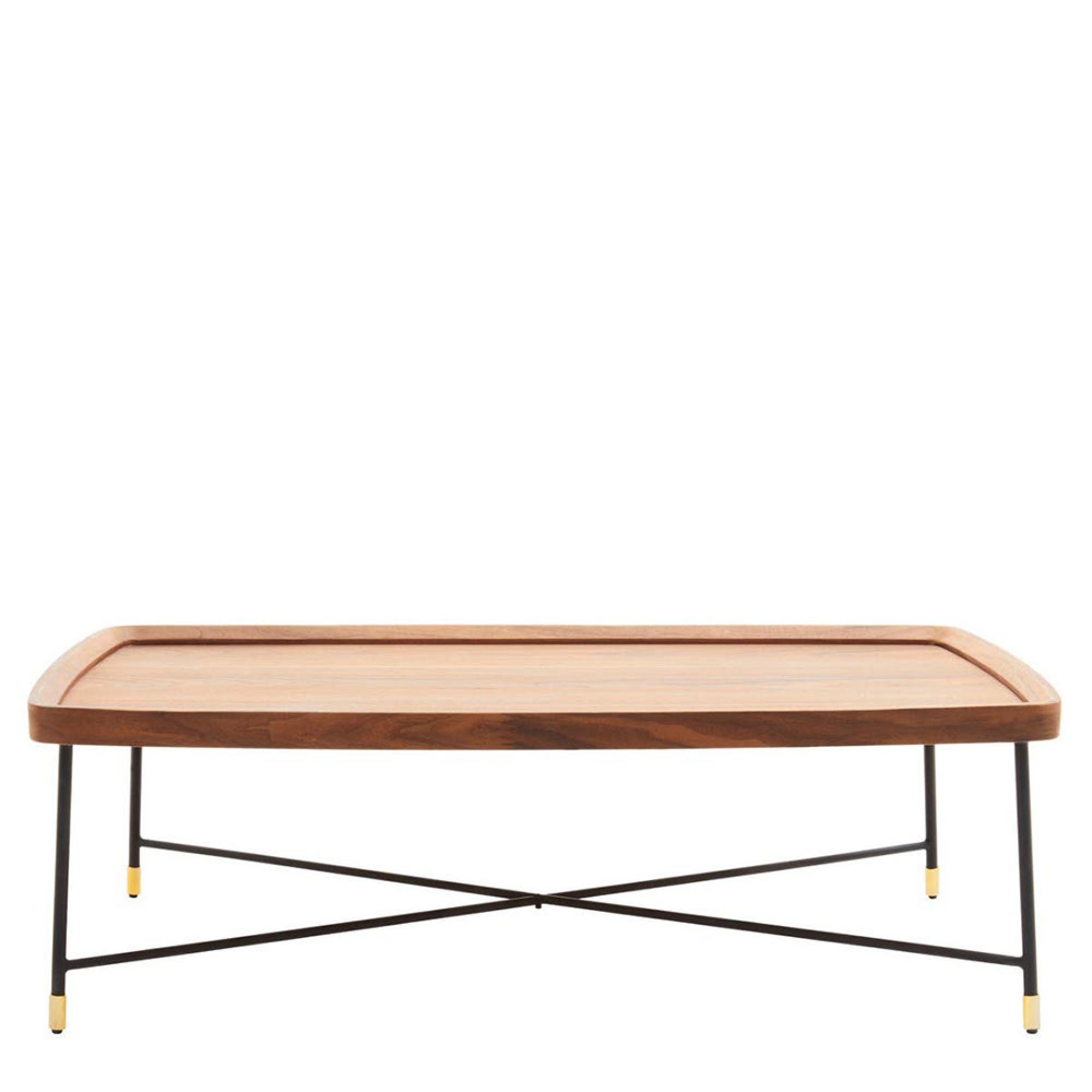 Doha Coffee Table - Walnut Effect with Cross Metal Legs