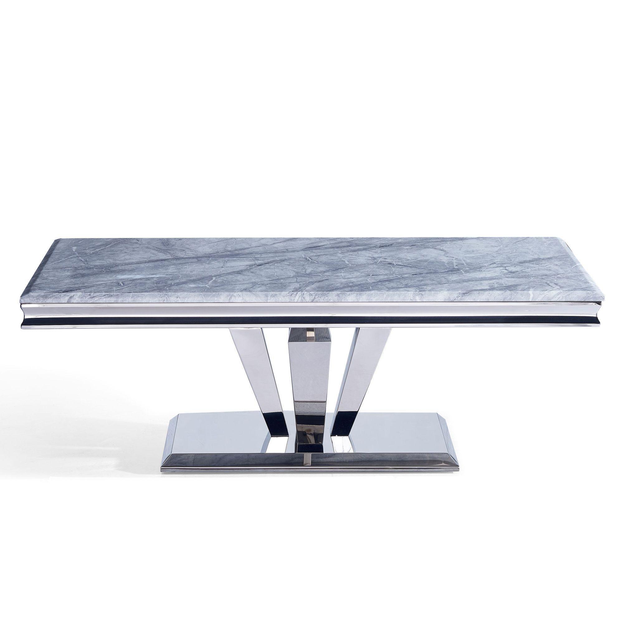 Dolce Coffee Table - Grey Marble & Chrome