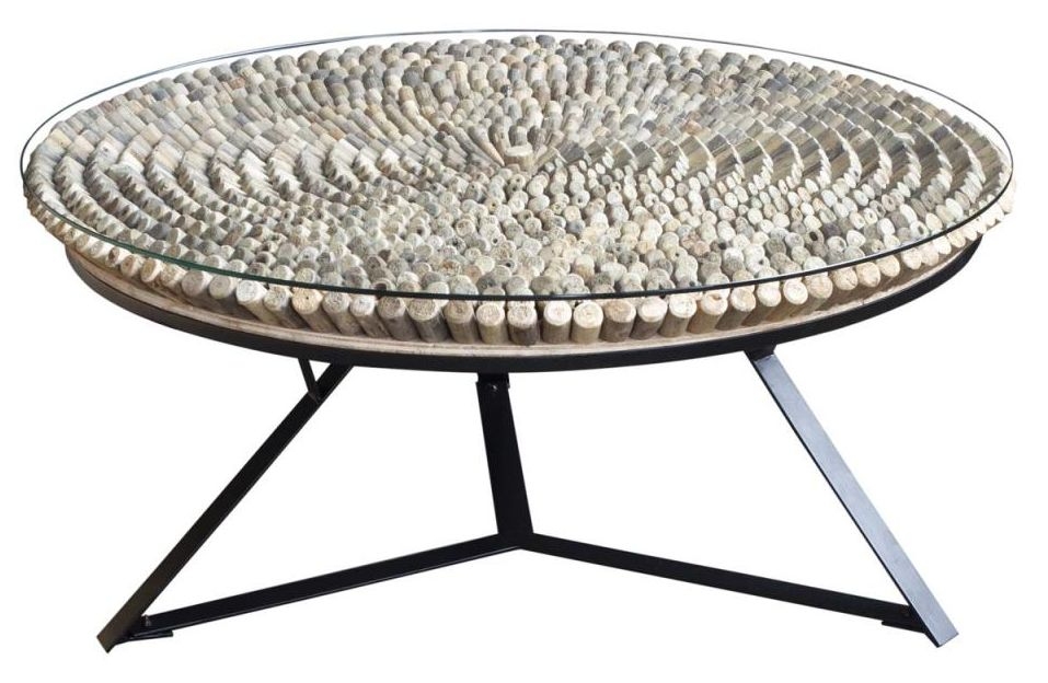 Driftwood Coffee Table - Large - Round - Glass Top