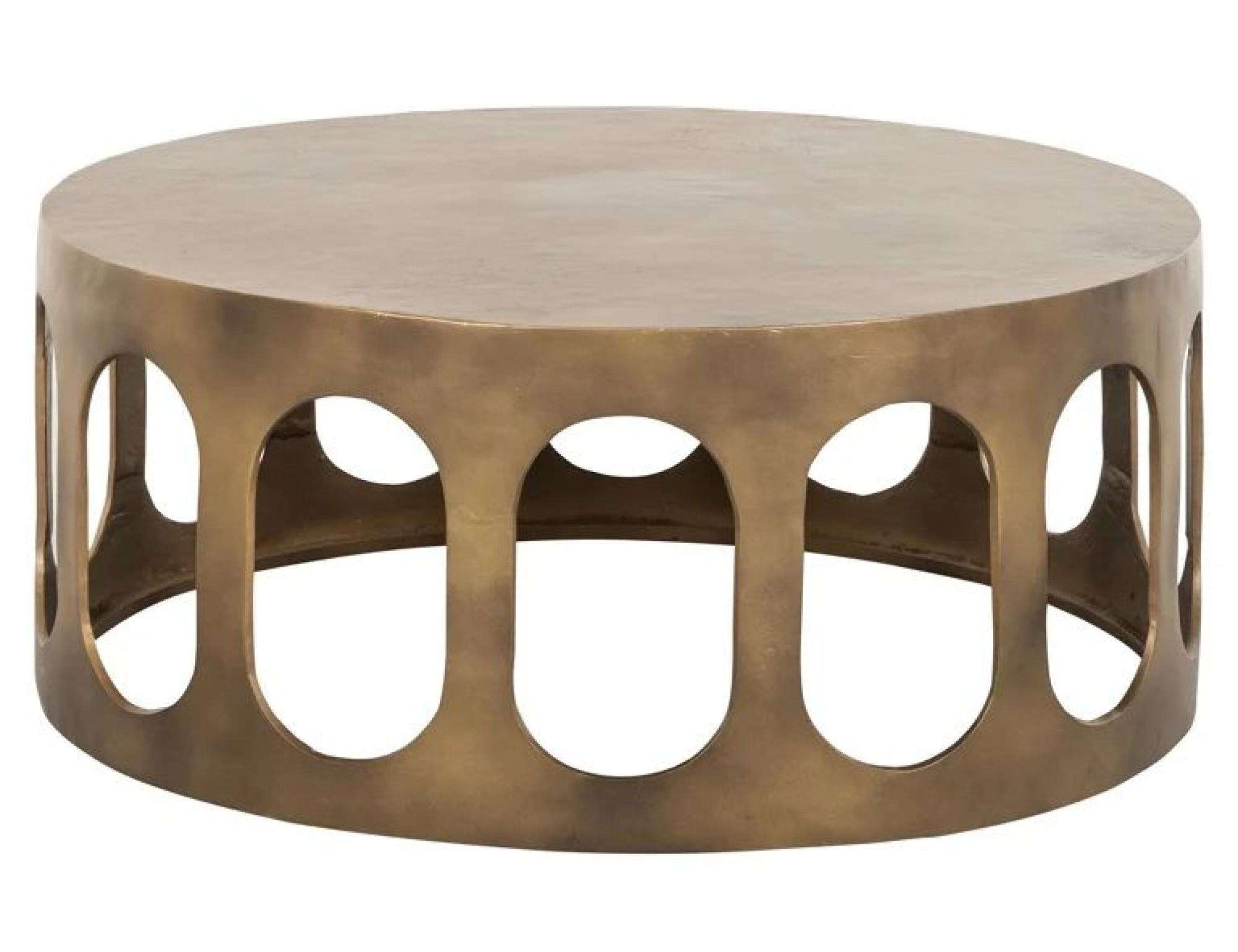 Du Pont Brushed Gold Metal Round Coffee Table