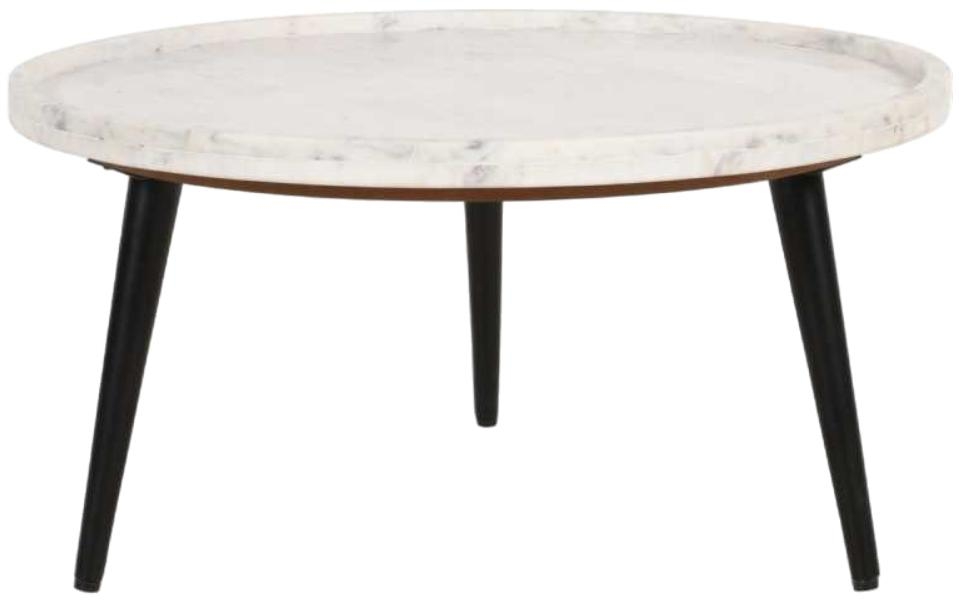 Fluted Coffee Table - Round - White Marble