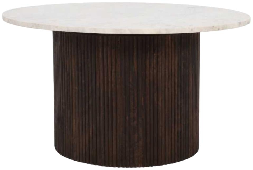Fluted Coffee Table - Round - White Marble Top