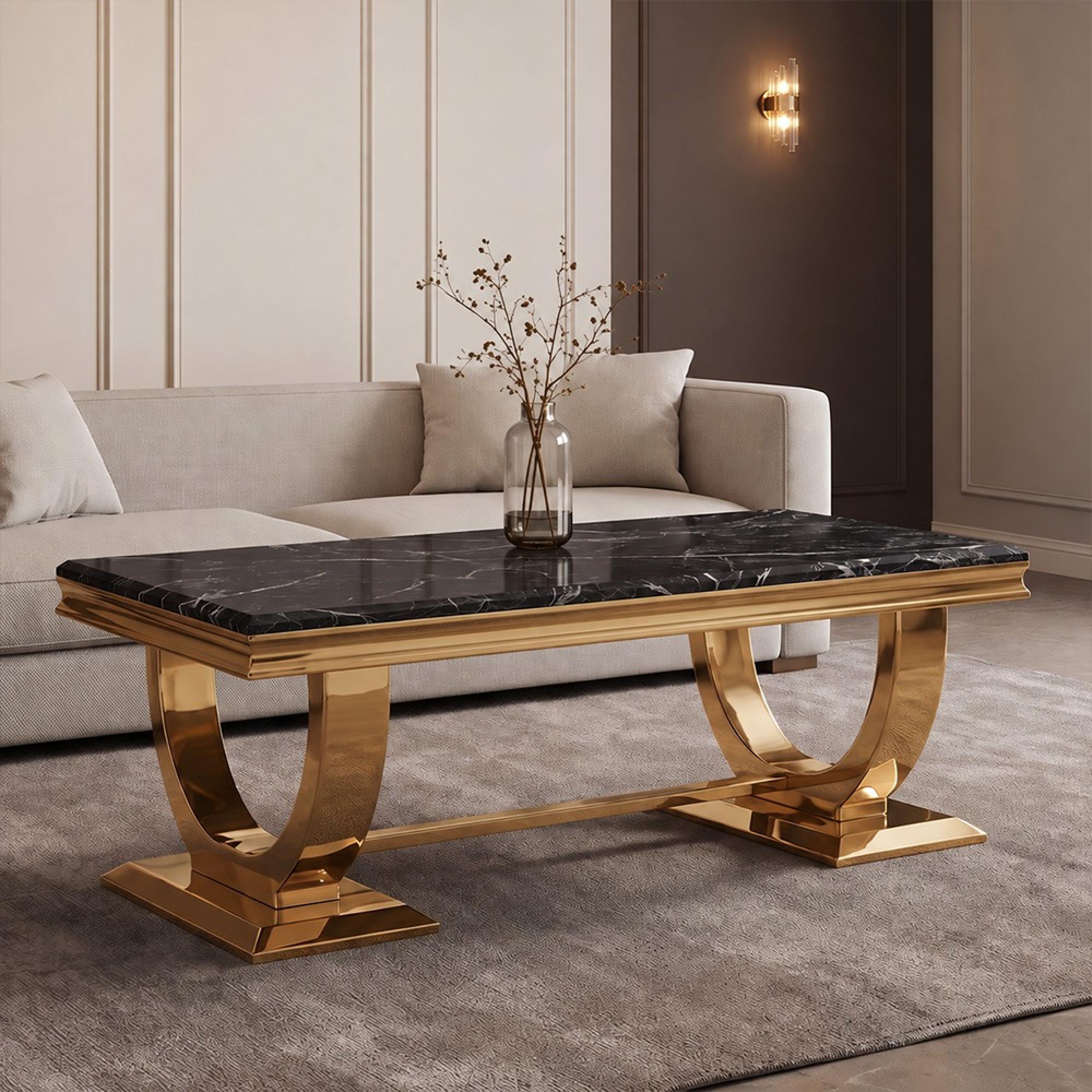 Glacier Coffee Table - Black Marble & Gold